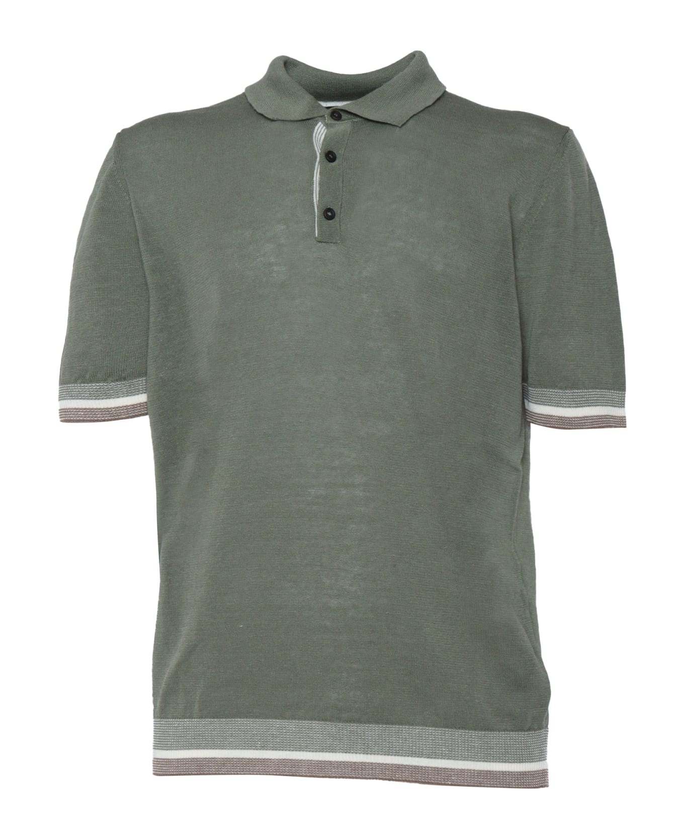 Peserico Green Tricot Polo Shirt - GREEN