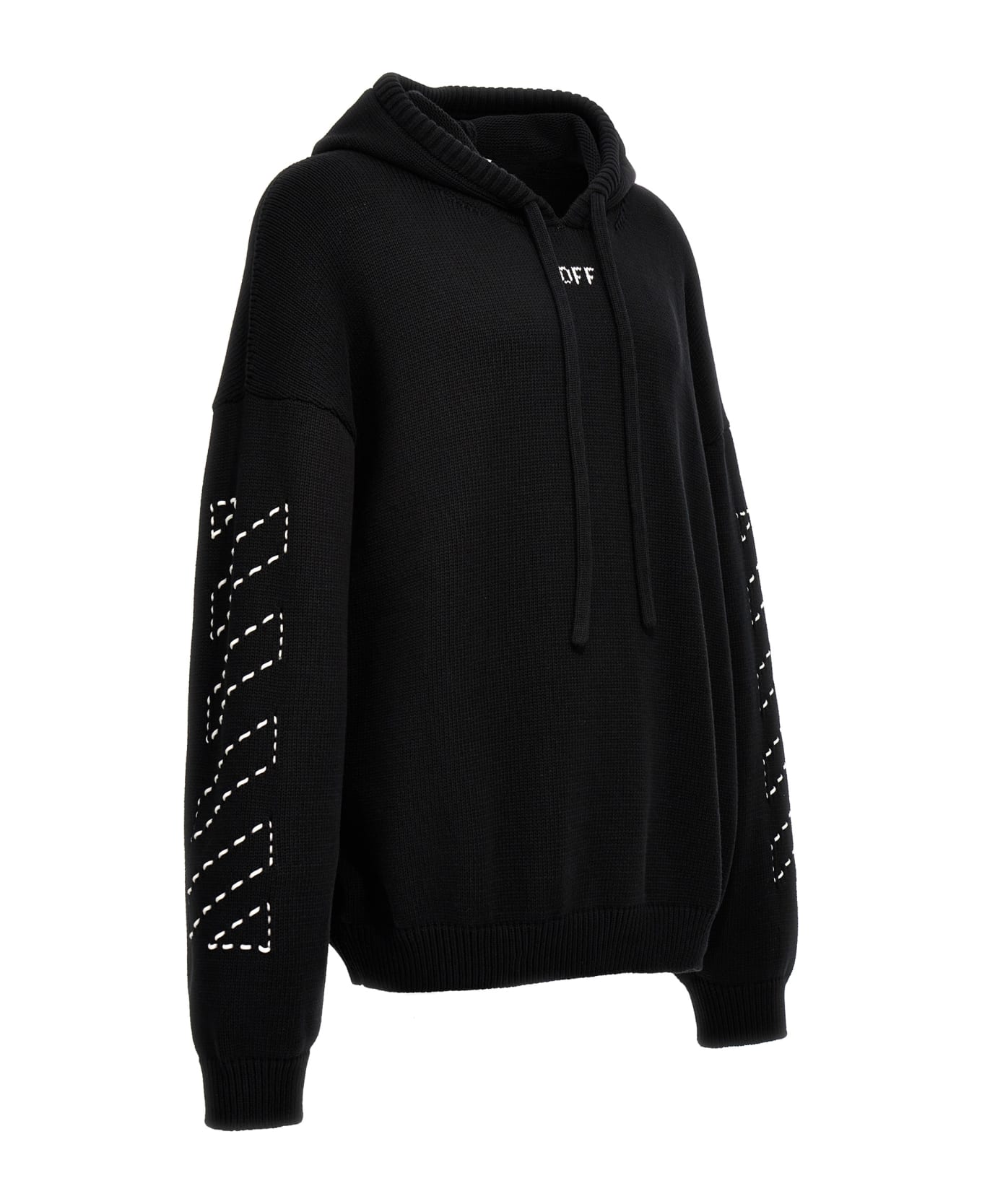 Off-White 'stitch Arr Diags' Hooded Sweater - White/Black