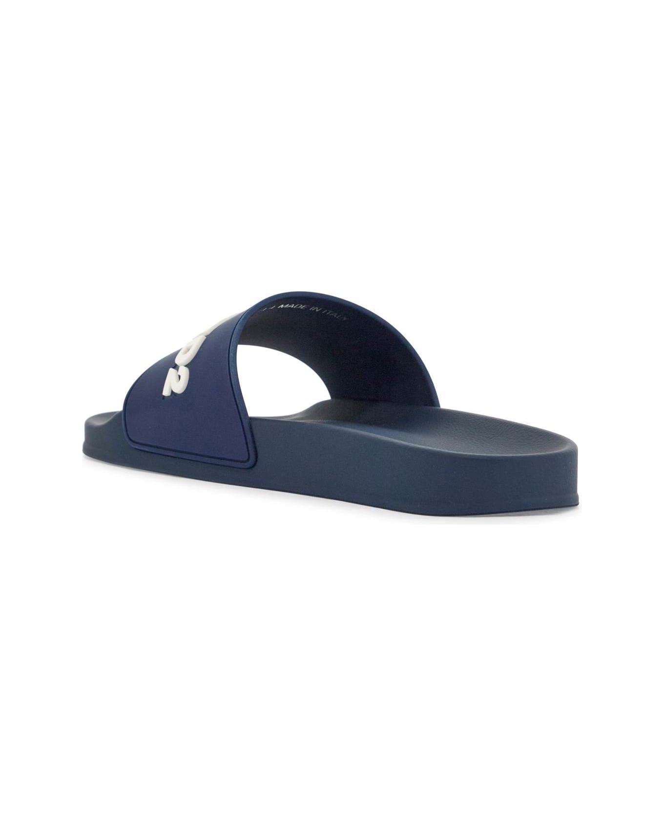 Dsquared2 Navy Blue Polyurethane Slippers - BLU NOTTE (Blue)