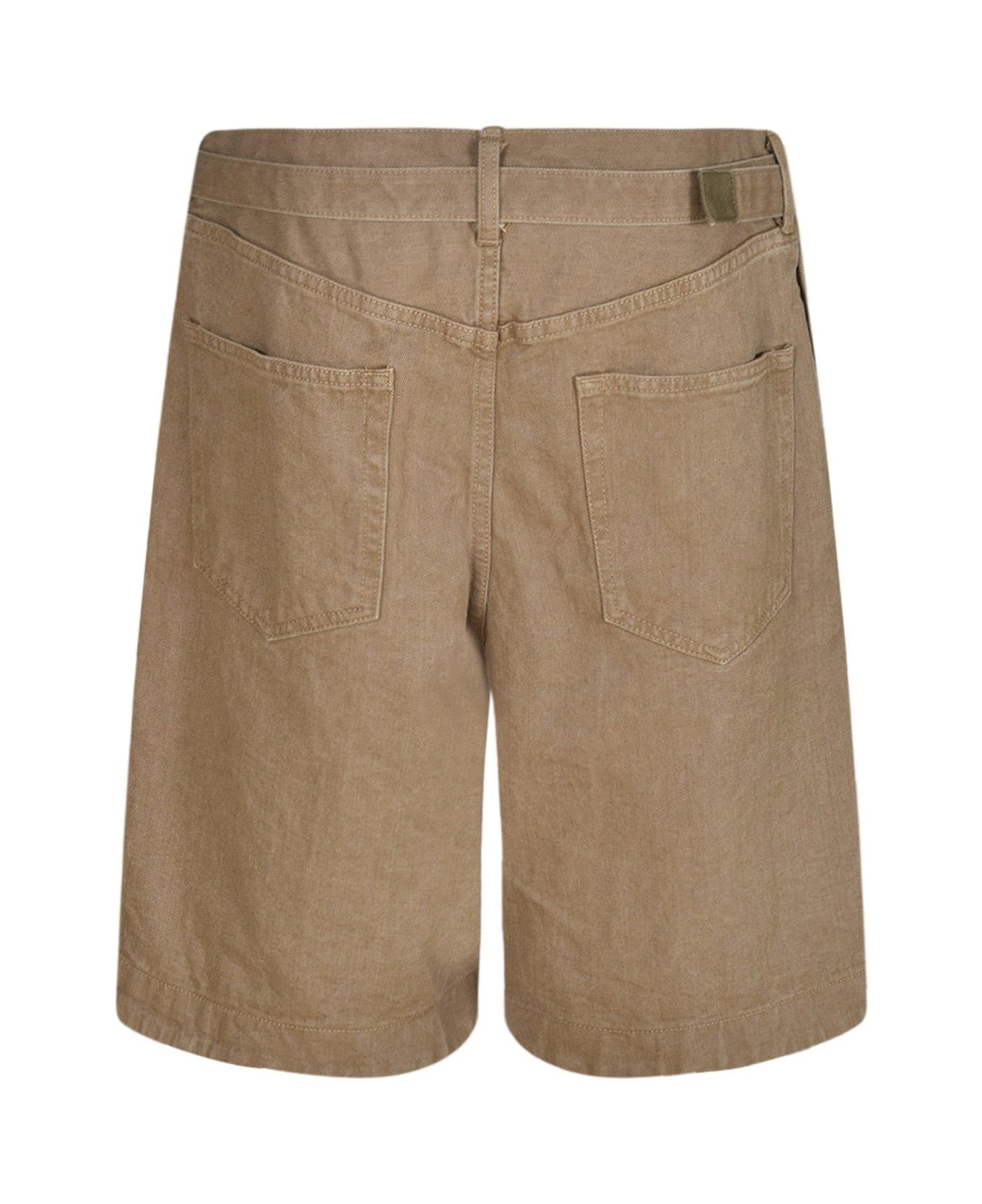 Sacai Belted Denim Bermuda Shorts - Beige