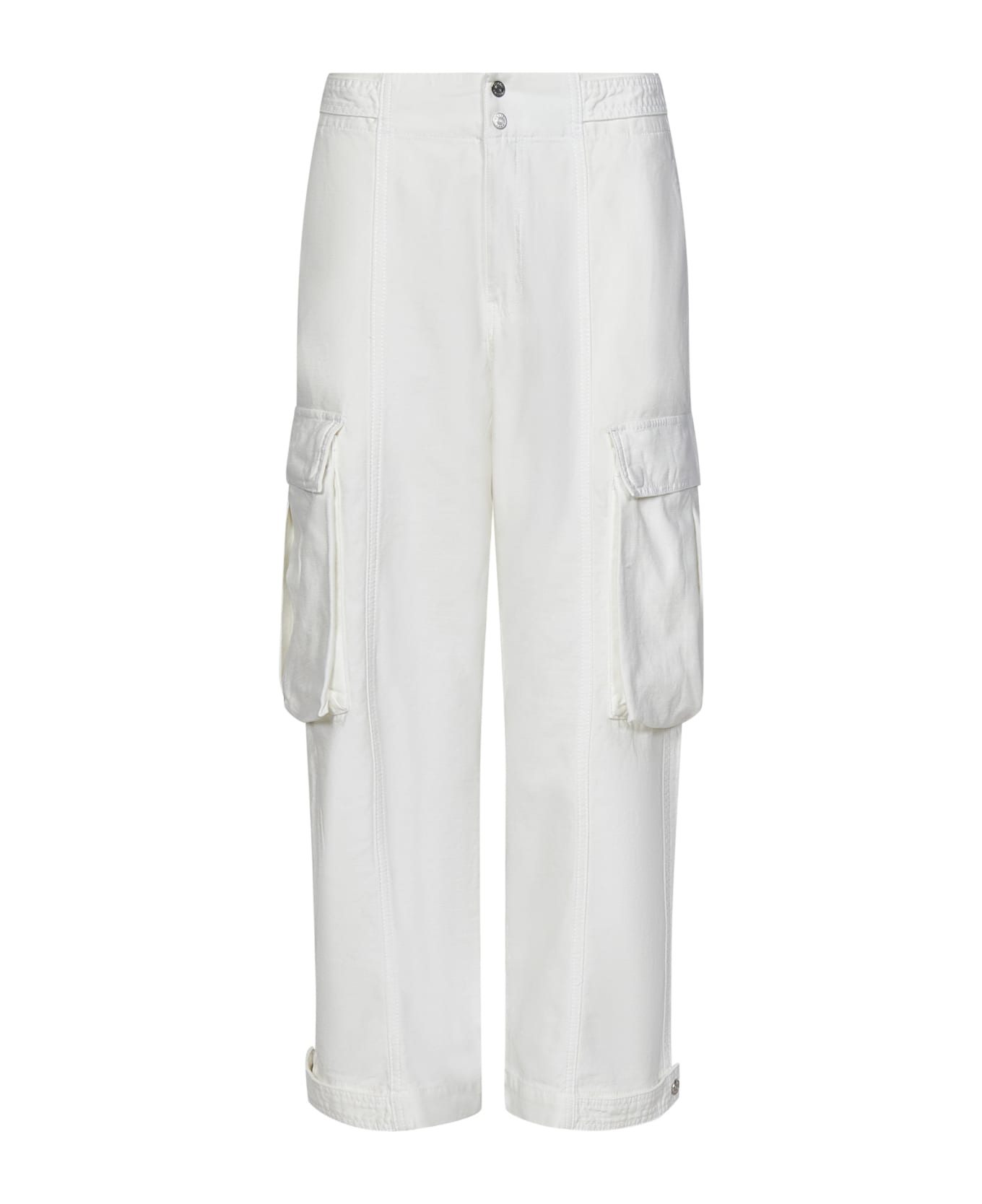 Frame Denim Wide Leg Cargo Trousers - White
