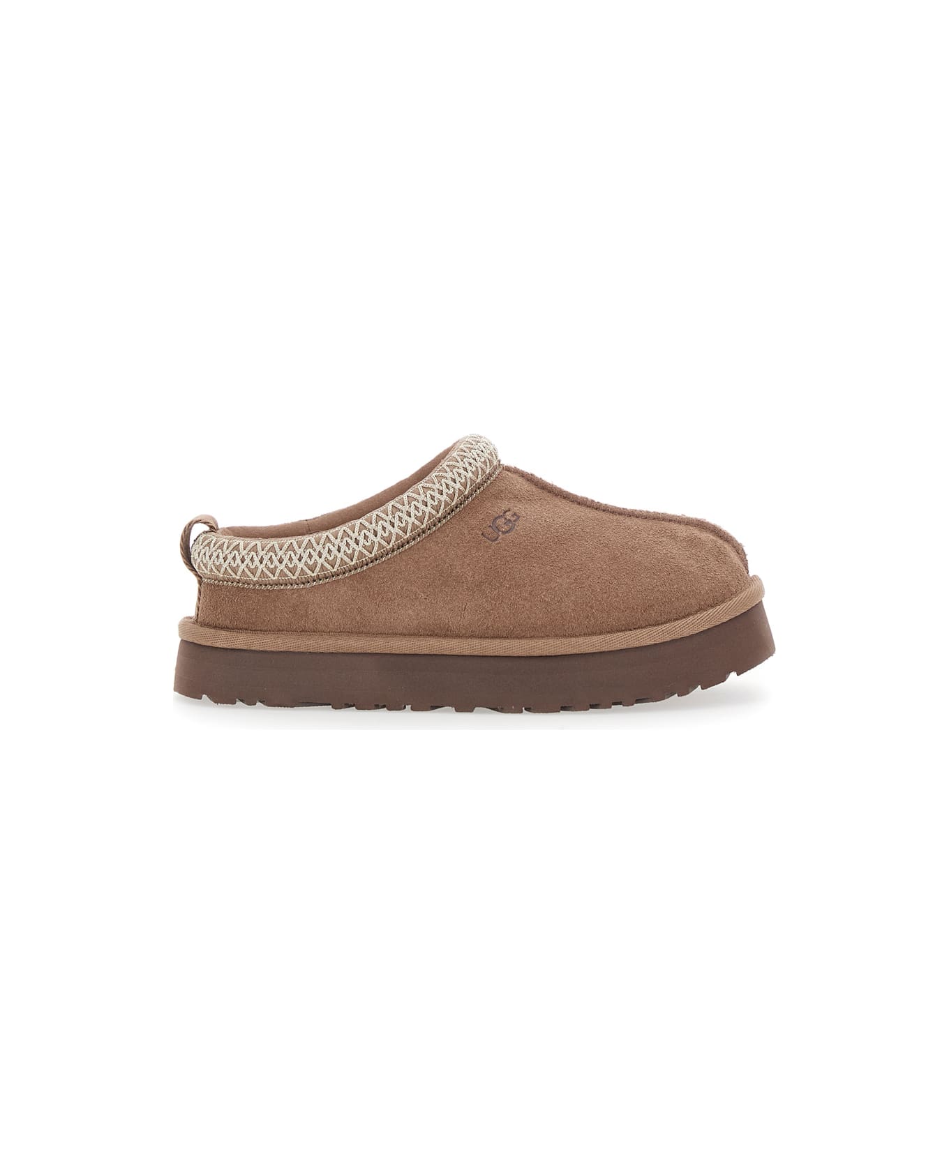 UGG 
tasman
 Beige Mules With Embossed Logo And Platform In Suede Girl - Beige