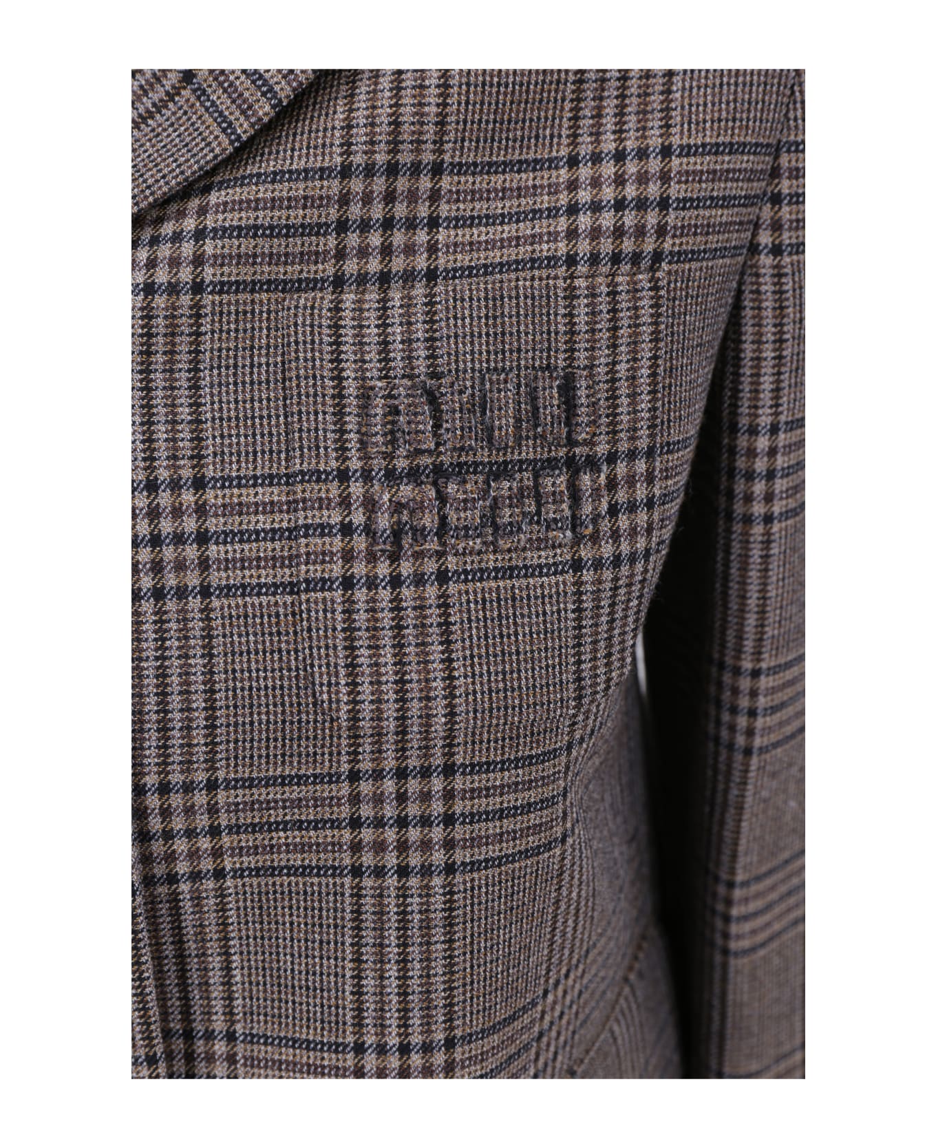 Miu Miu Check-pattern Wool Jacket - Corteccia