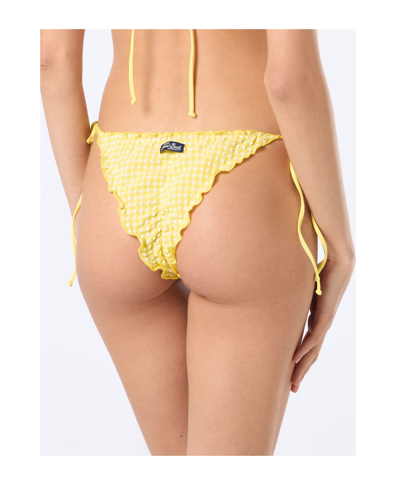 MC2 Saint Barth Woman Seersucker Cheeky Swim Briefs Miami - YELLOW