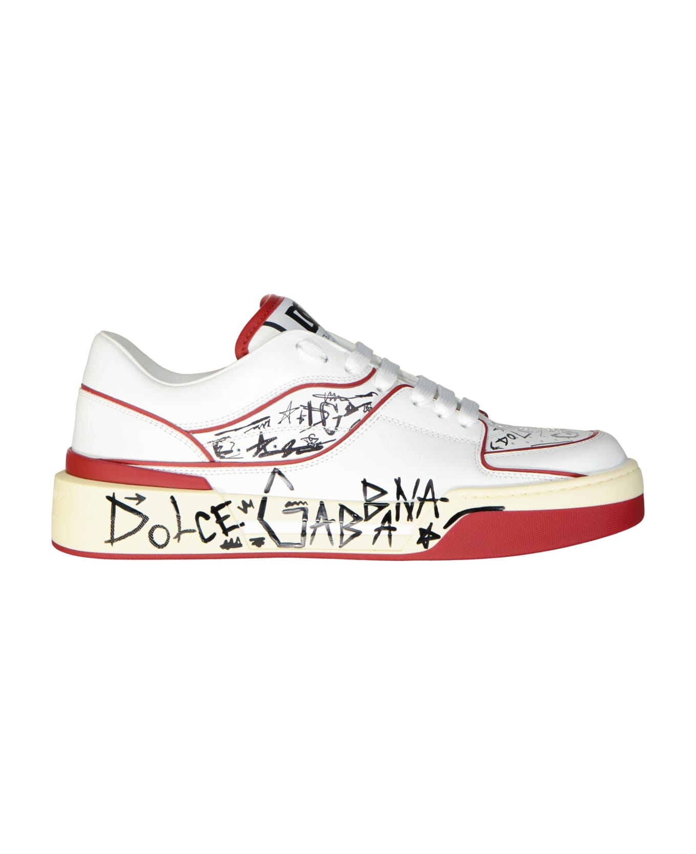 Dolce & Gabbana Printed Leather Sneakers - White スニーカー