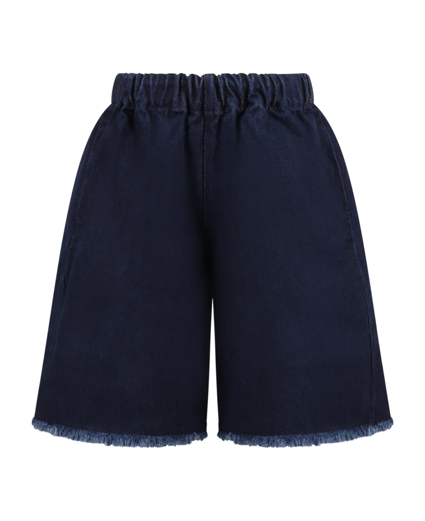 Marques'Almeida Blue Shorts For Girl With Logo Patch - Denim ボトムス