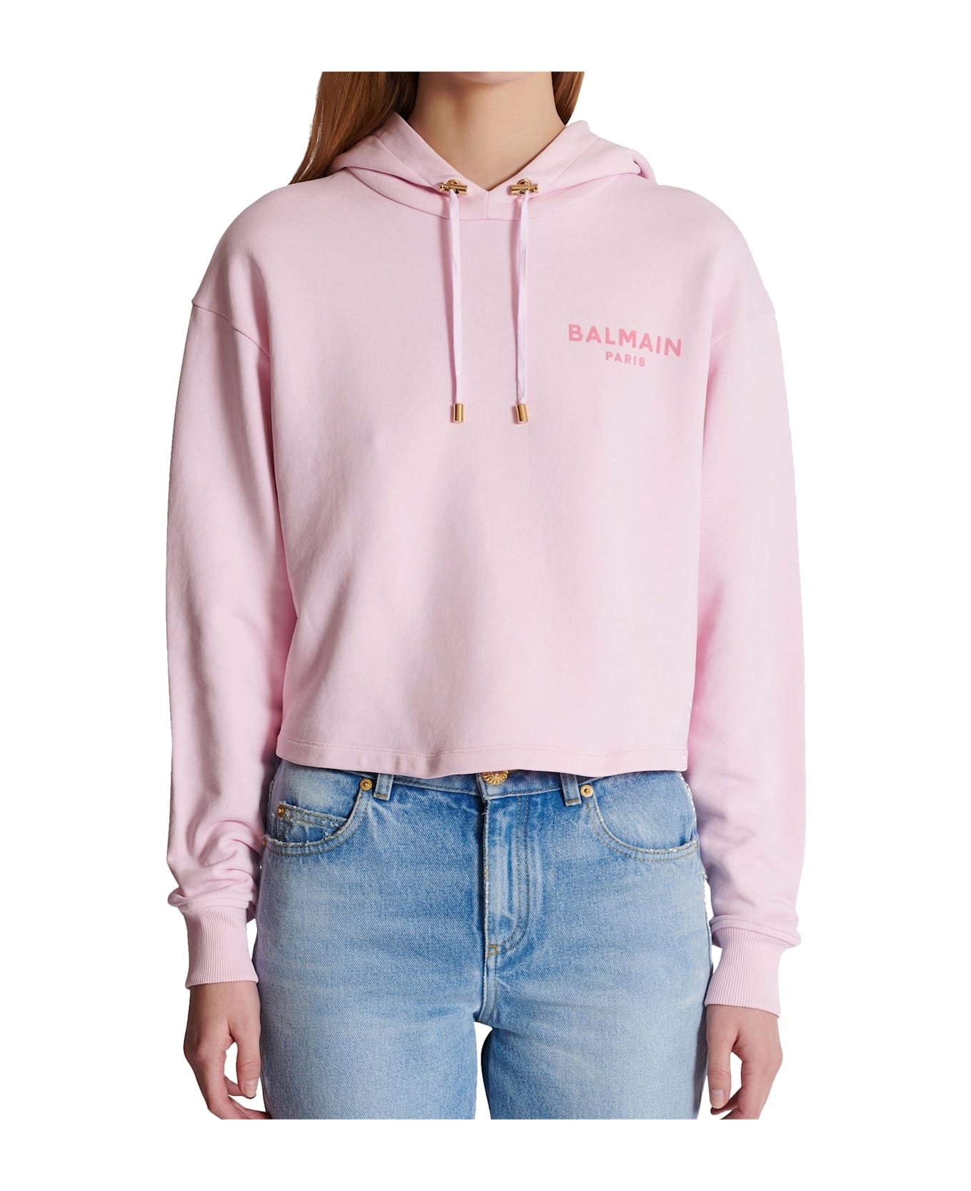 Balmain Flocked Paris Sweatshirt - Pink