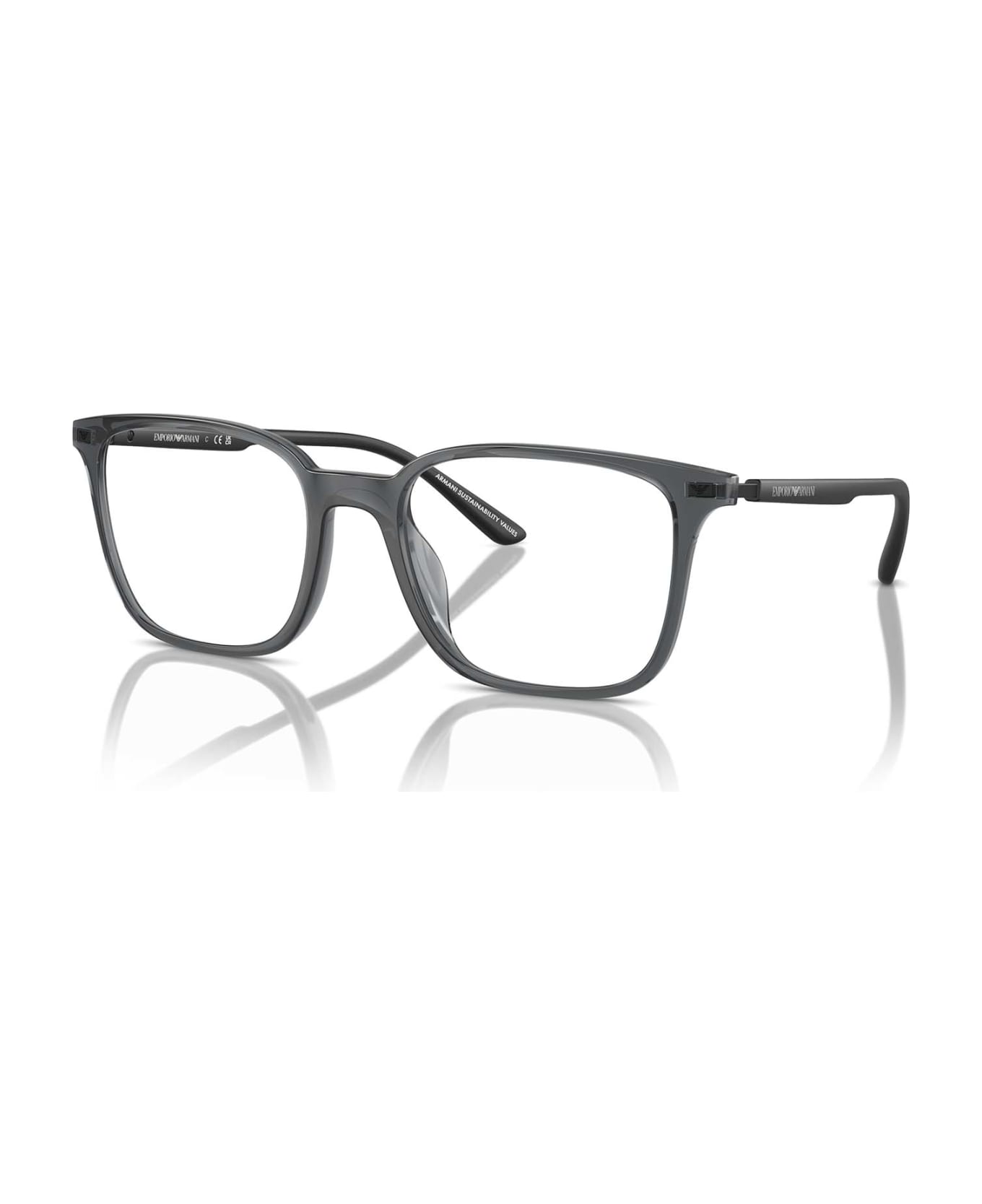 Emporio Armani Ea3242u Shiny Transparent Black Glasses - Shiny Transparent Black