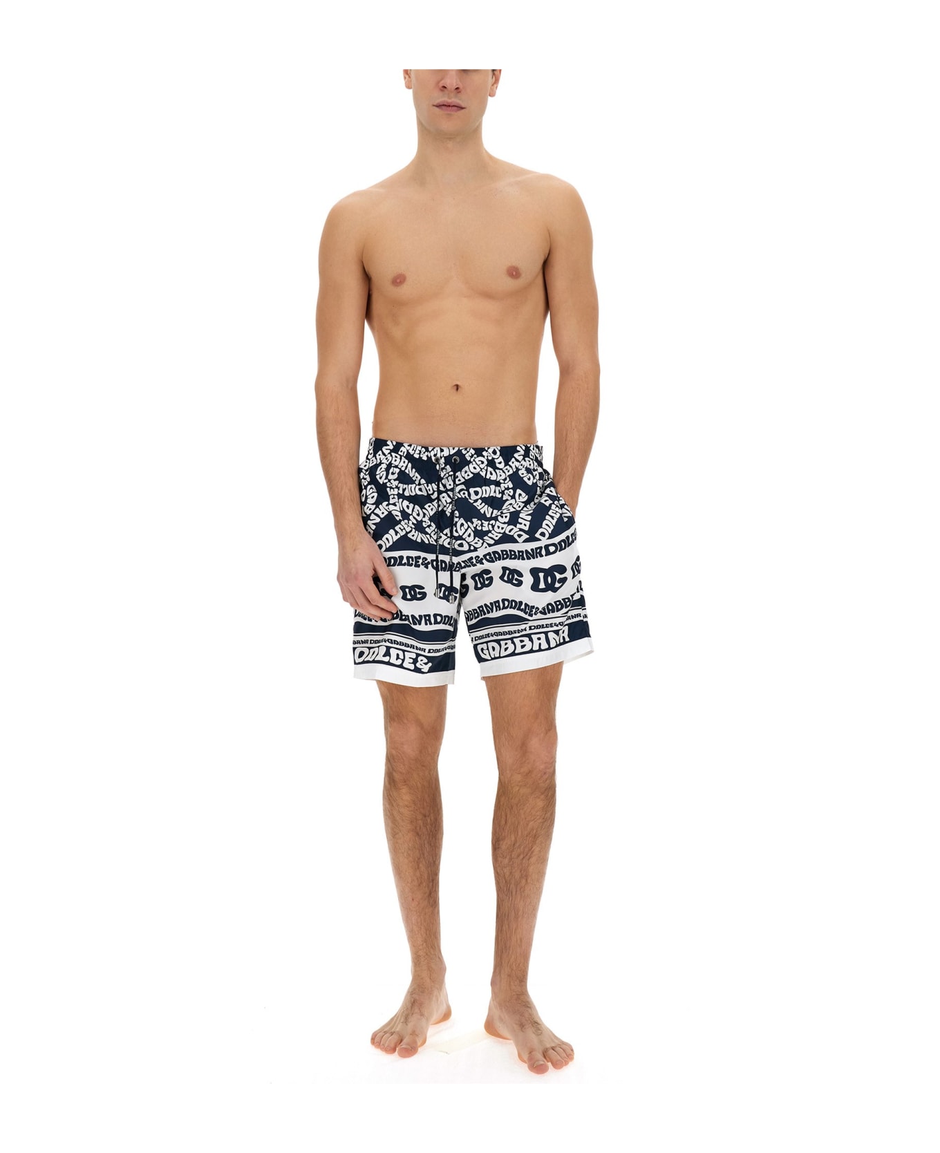 Dolce & Gabbana Logo Print Swim Shorts - MULTICOLOR