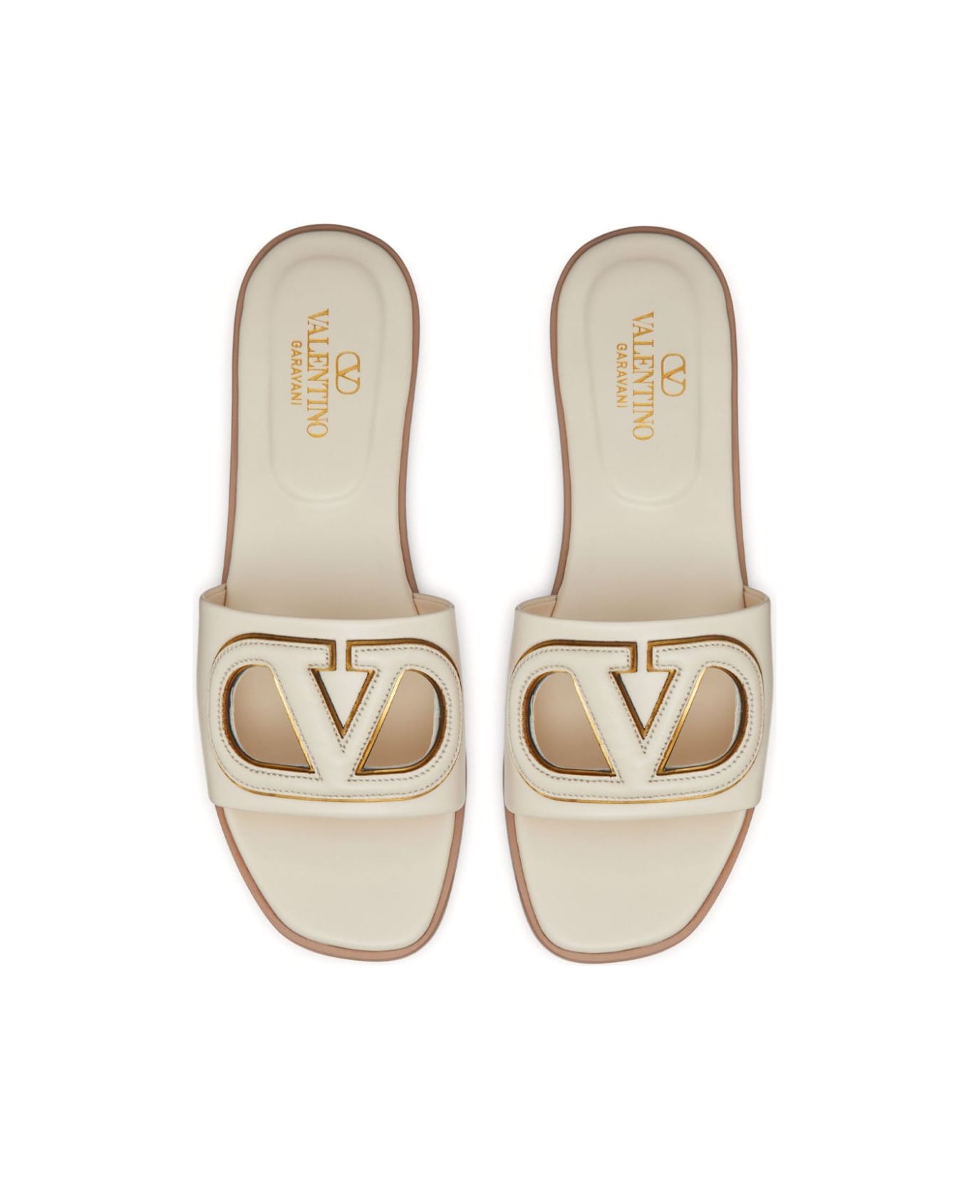 Valentino Garavani Vlogo Cut-out Leather Sandals - Ivory