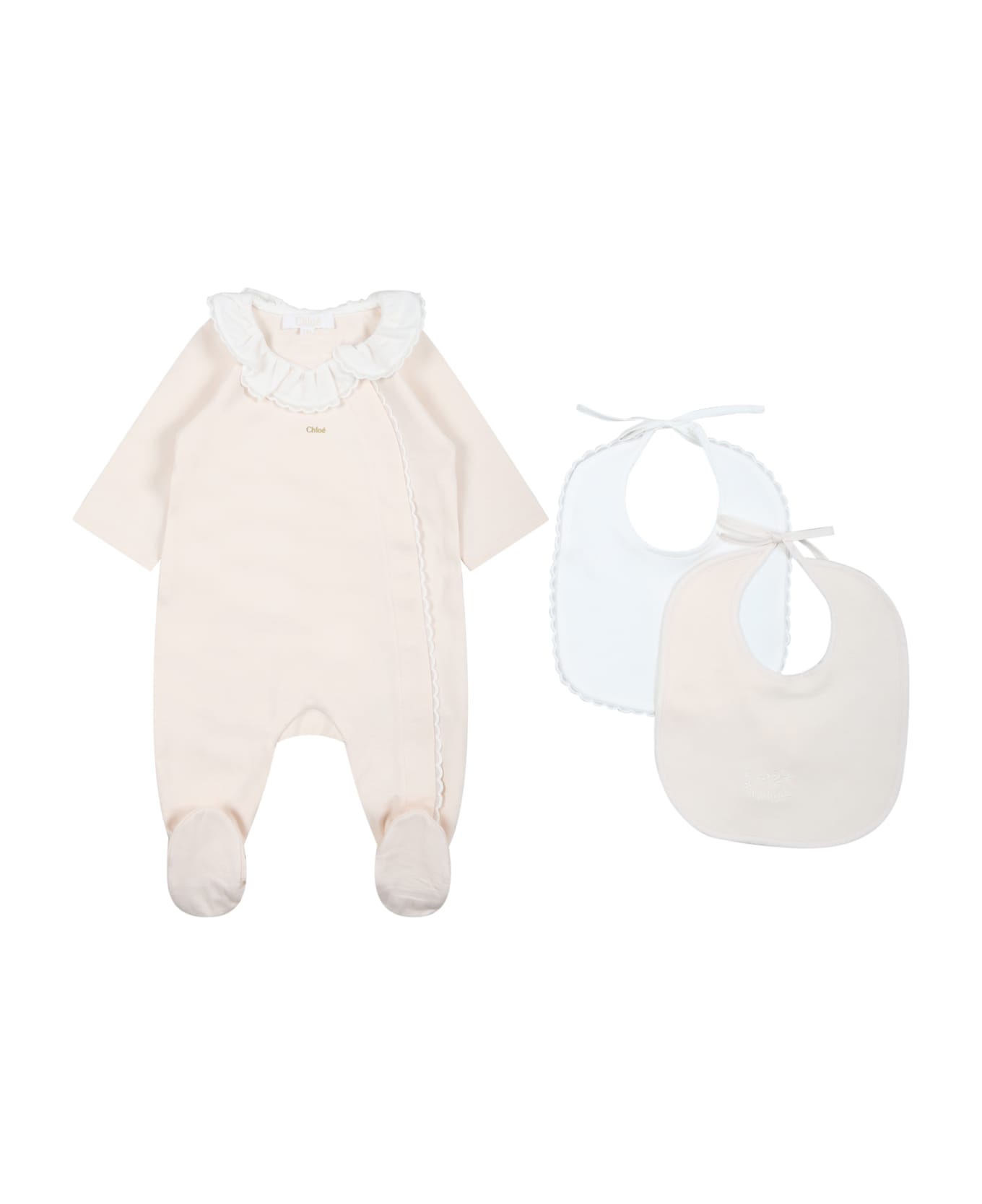 Chloé Multicolor Set For Baby Girl With Logo - Rosa ボディスーツ＆セットアップ