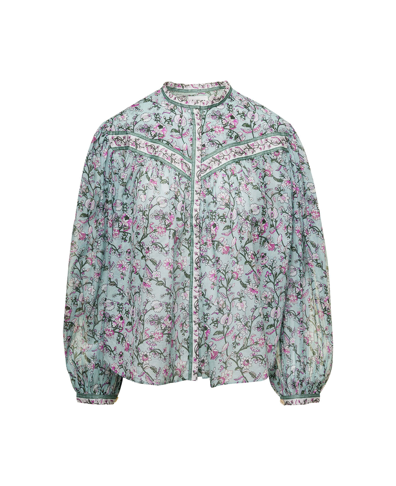 Isabel Marant Étoile Blue Floral Print Blouse In Cotton Woman - Blu