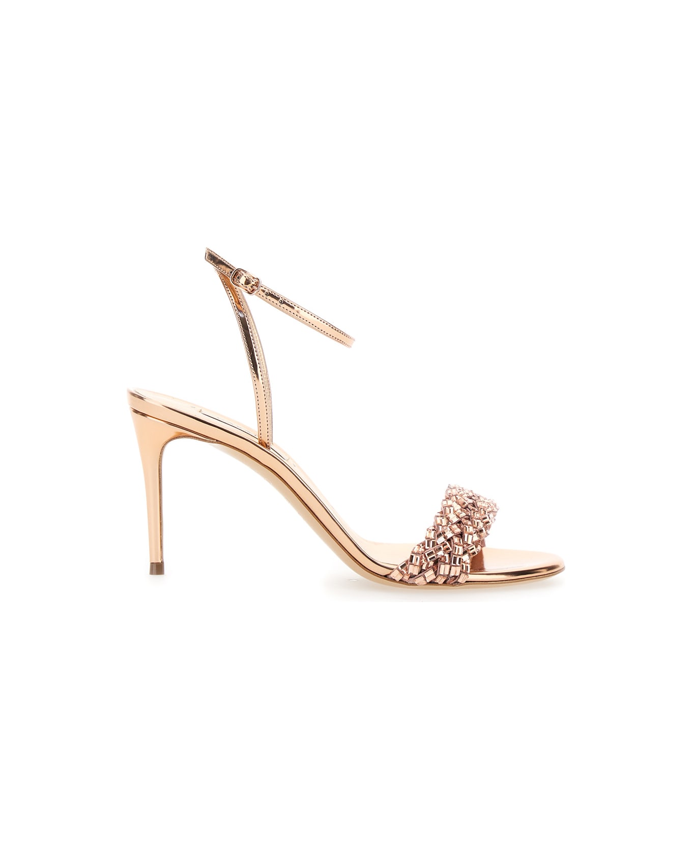 Casadei 'starlink' Pink Sandals With High Stiletto Heel And Braided Embellishment In Ecoleather Woman - Pink