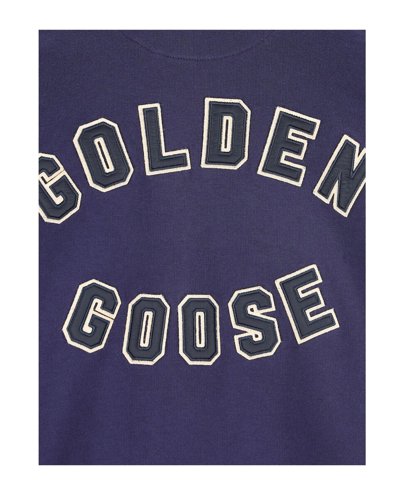 Golden Goose Logo Detailed Drawstring Hoodie - Blue