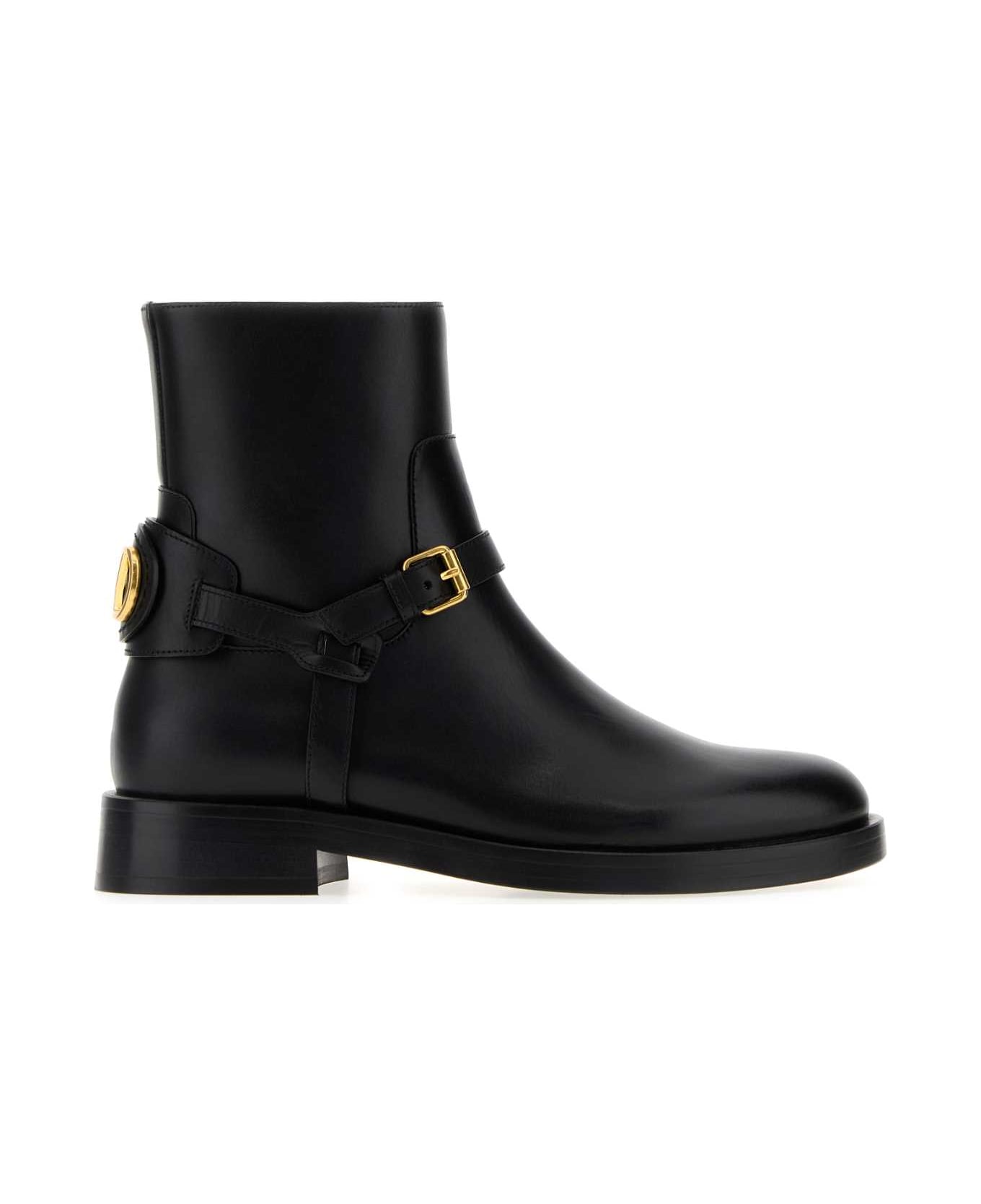 Valentino Garavani Black Leather Vlogo Signature Ankle Boots - NERO ブーツ