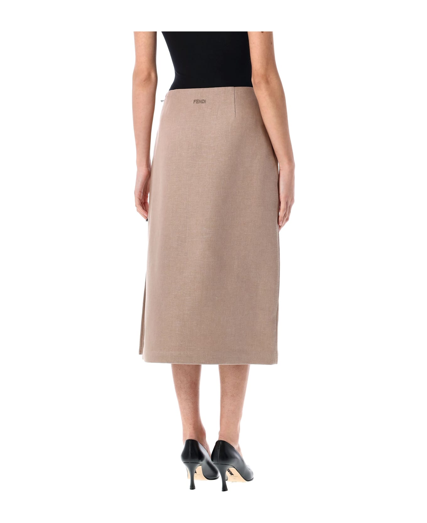 Fendi Straight-cut Midi Skirt - BEIGE