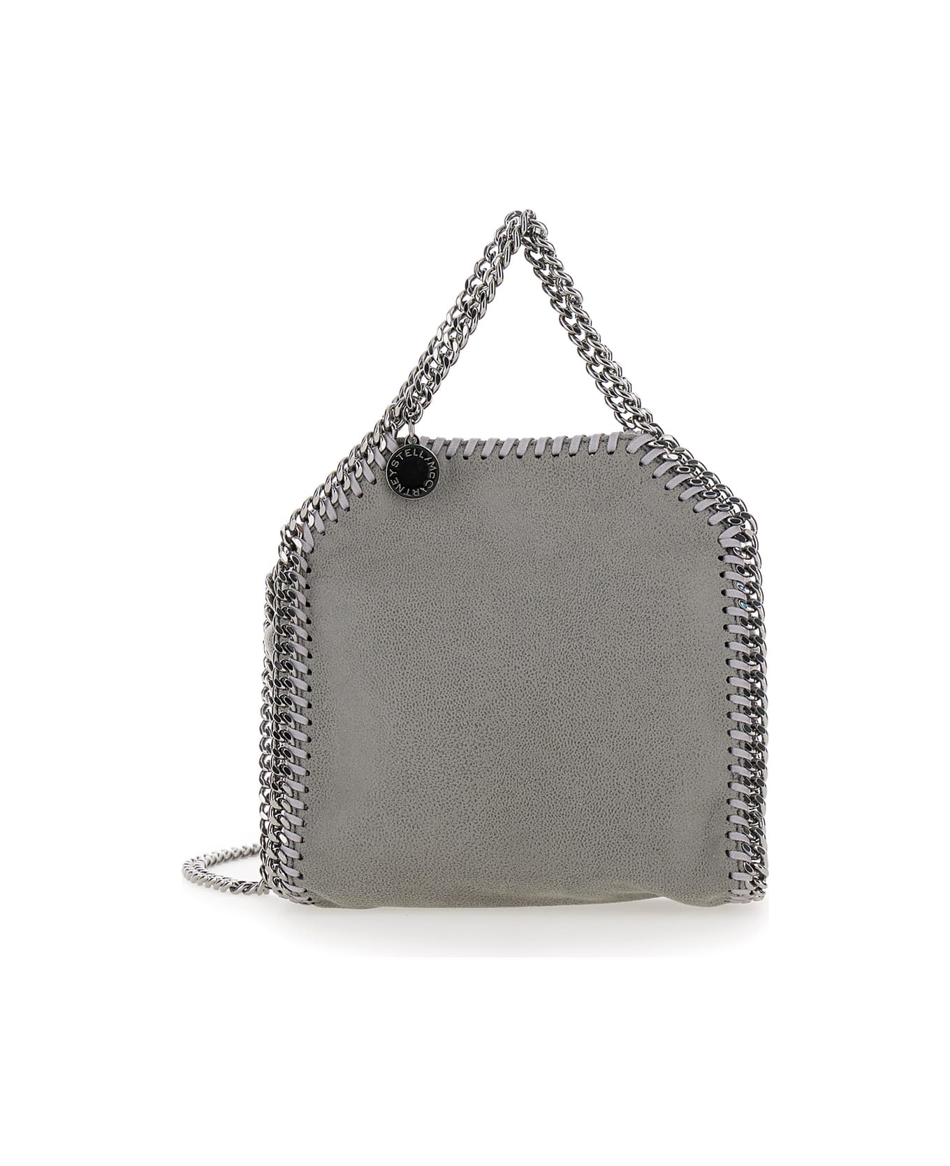 Stella McCartney '3chain' Tiny Grey Tote Bag With Logo Engraved On Charm In Faux Leather Woman - Grey