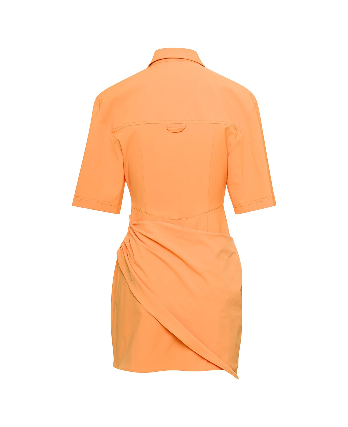 Jacquemus Orange Mini Shirt Dress La Robe Camisa In Cotton Blend Woman - Orange