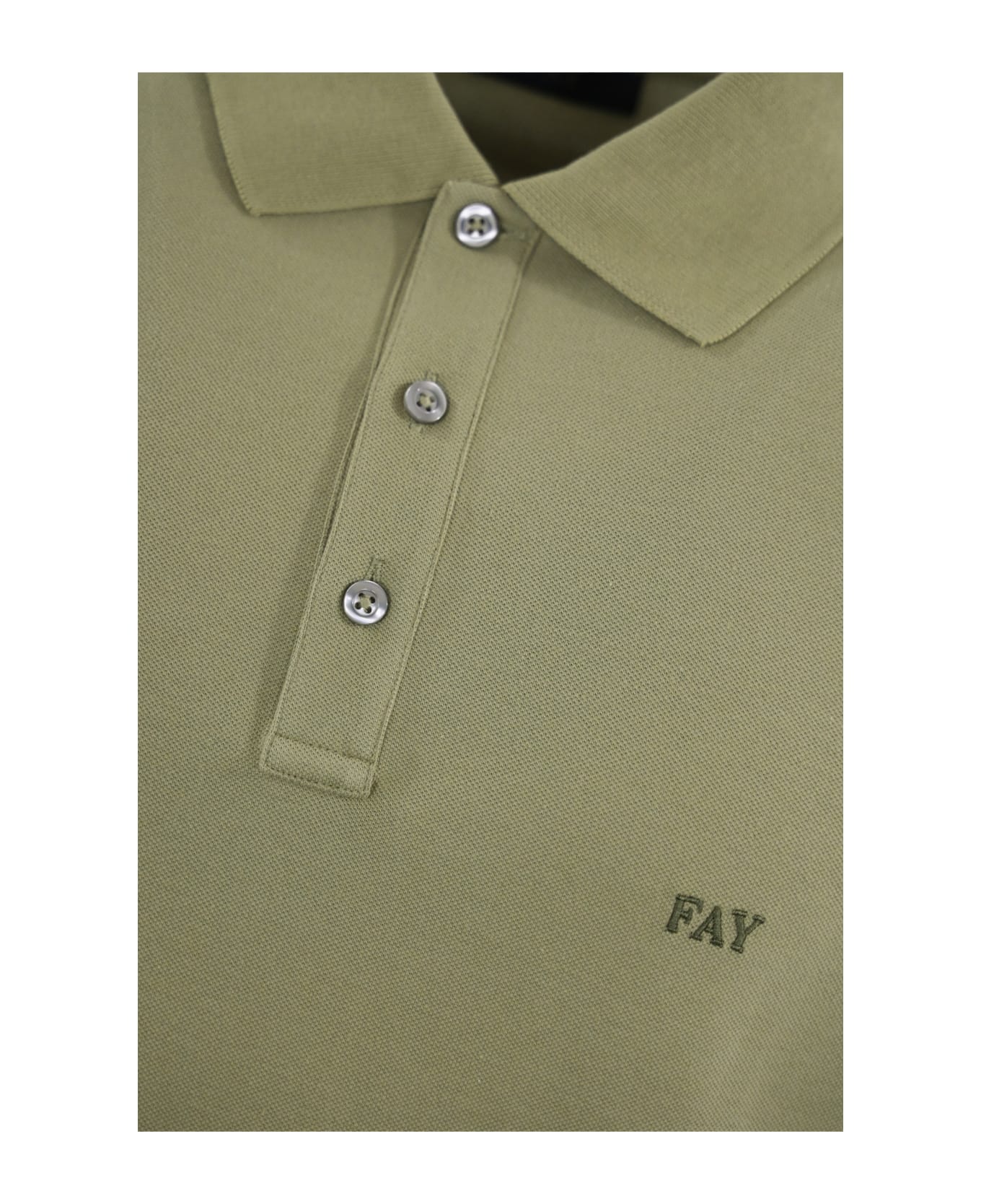 Fay Stretch Cotton Polo Shirt - Kaki