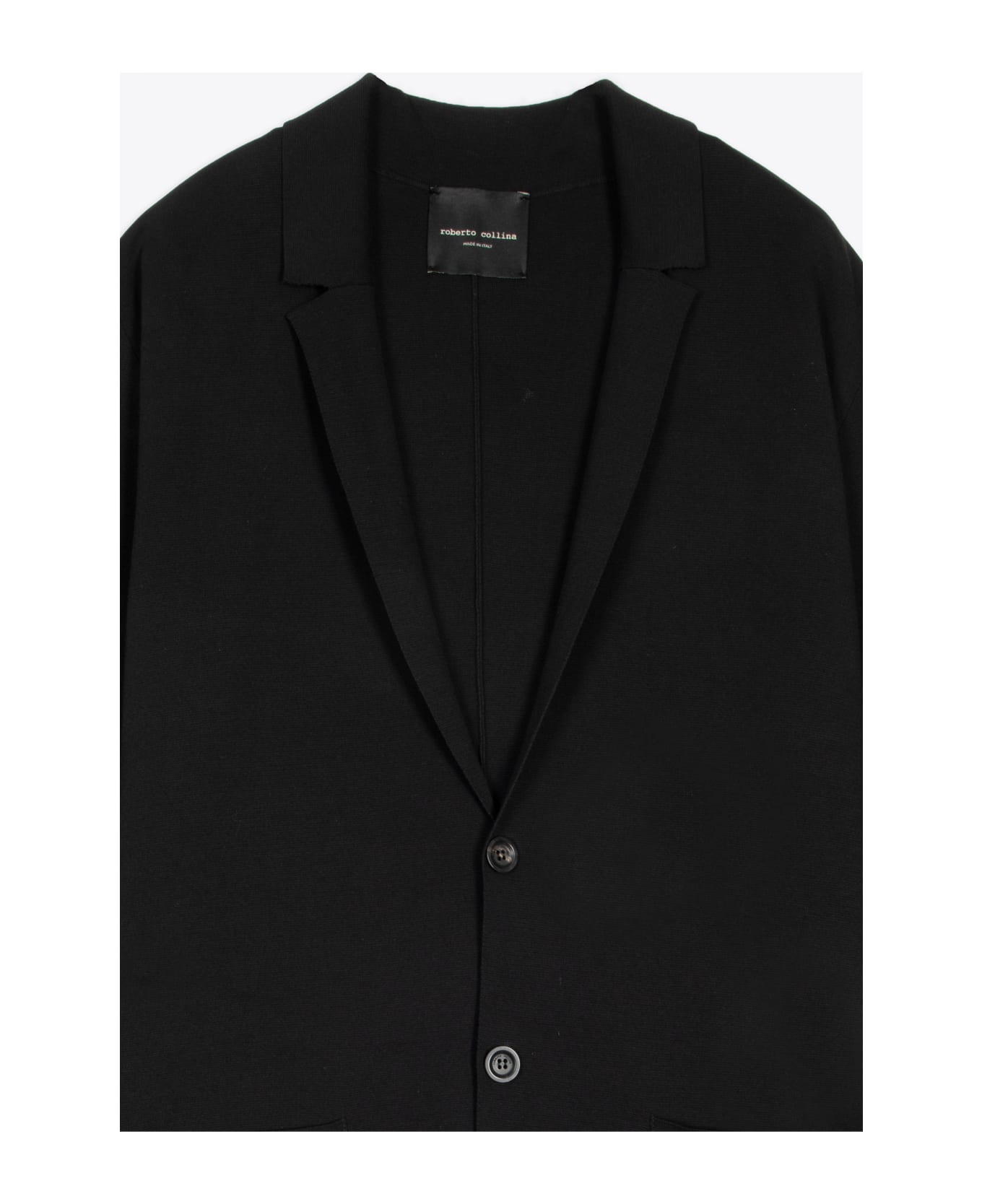 Roberto Collina Giacca Revers Black cotton knit blazer with patch pockets - Nero