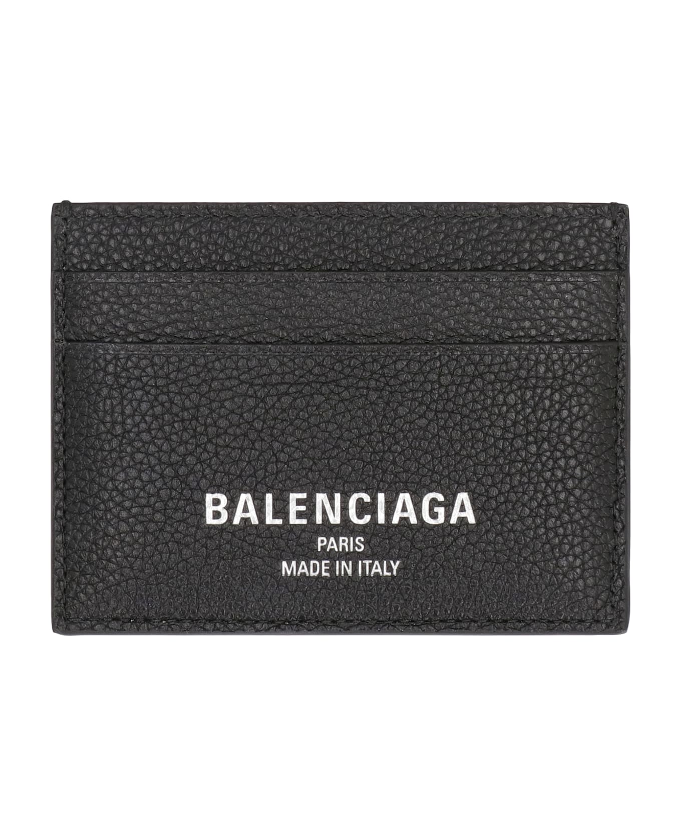 Balenciaga Pebbled Calfskin Card Holder - black