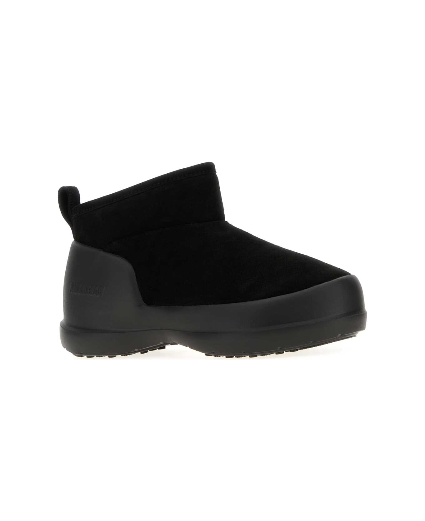 Moon Boot Black Suede Mezzaluna Ankle Boots - BLACK