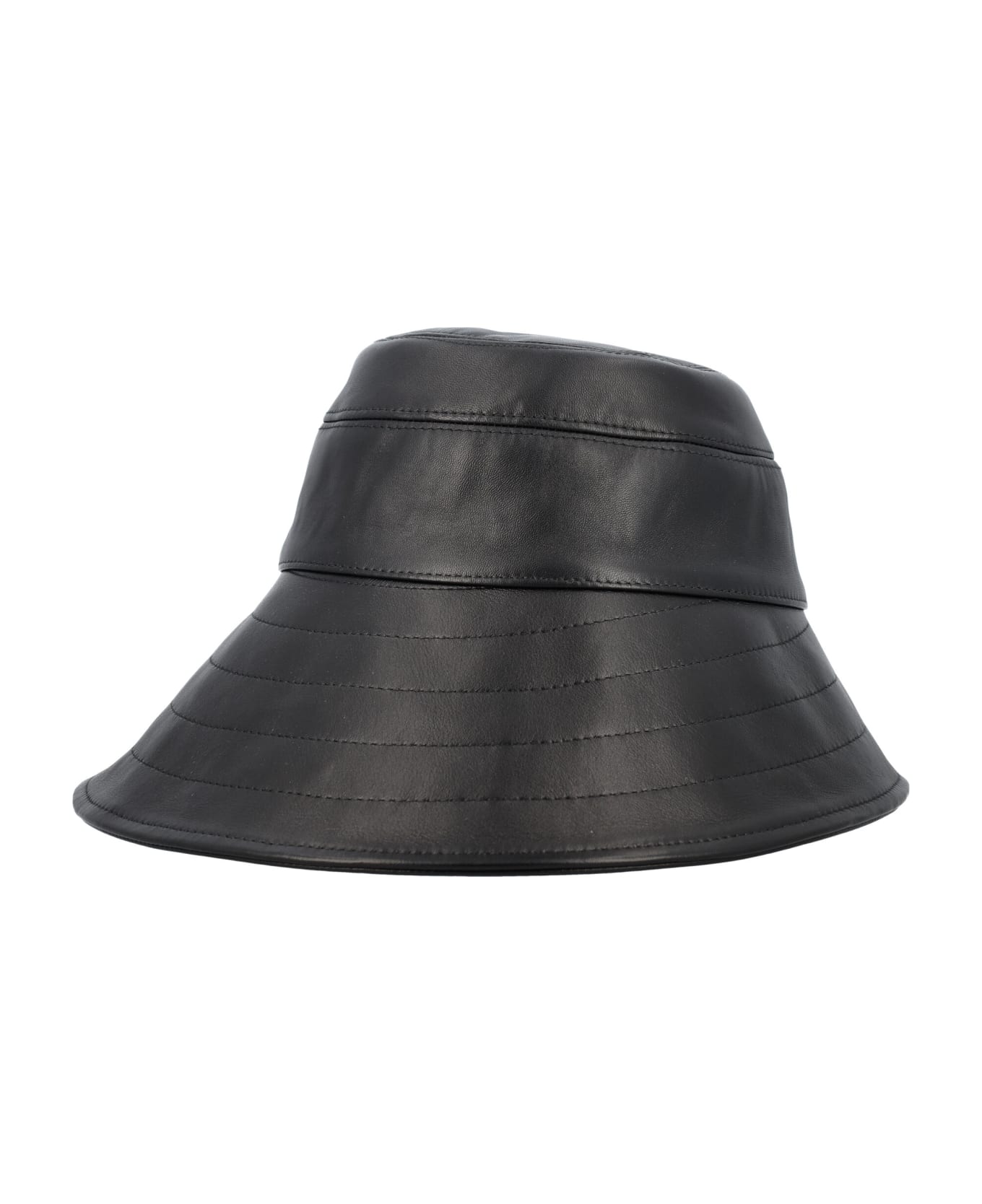 The Attico Leather Bucket Hat - BLACK 帽子