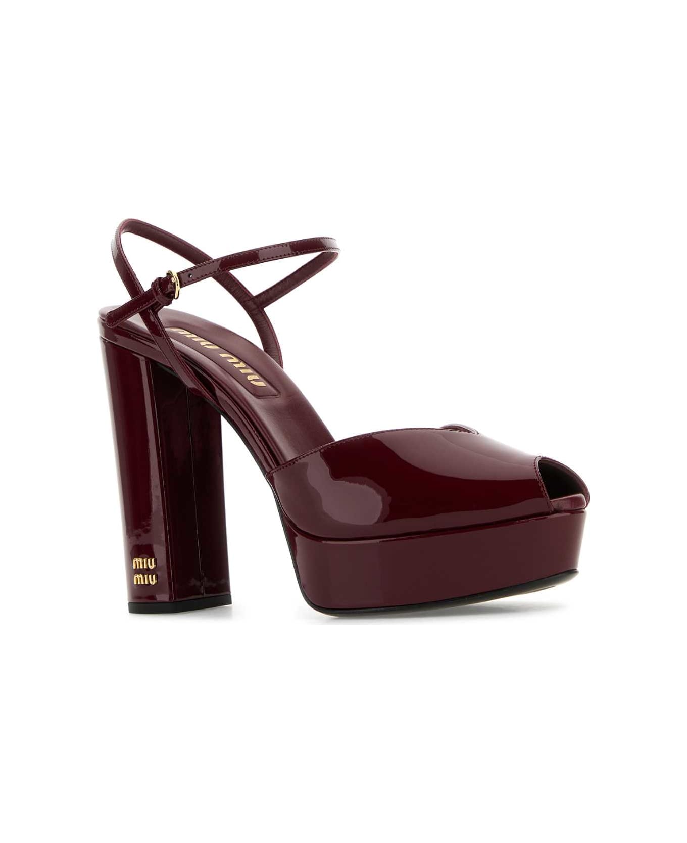 Miu Miu Burgundy Leather Sandals - PORPORA
