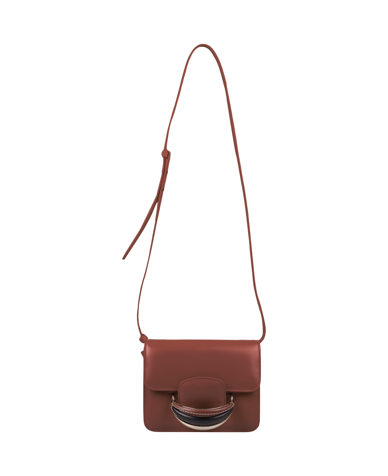 Chloé Kattie Shoulder Bag In Brown Shiny Leather - Sepia brown