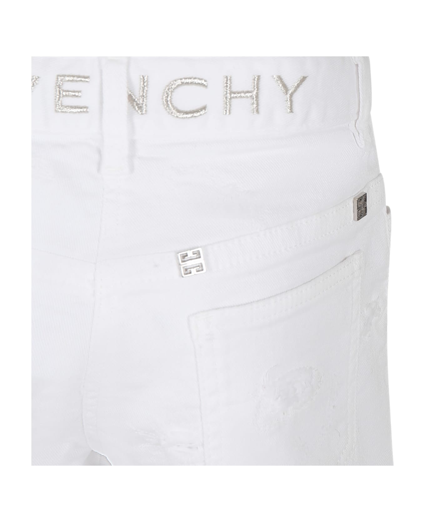 Givenchy White Shorts For Girl With Logo - White ボトムス