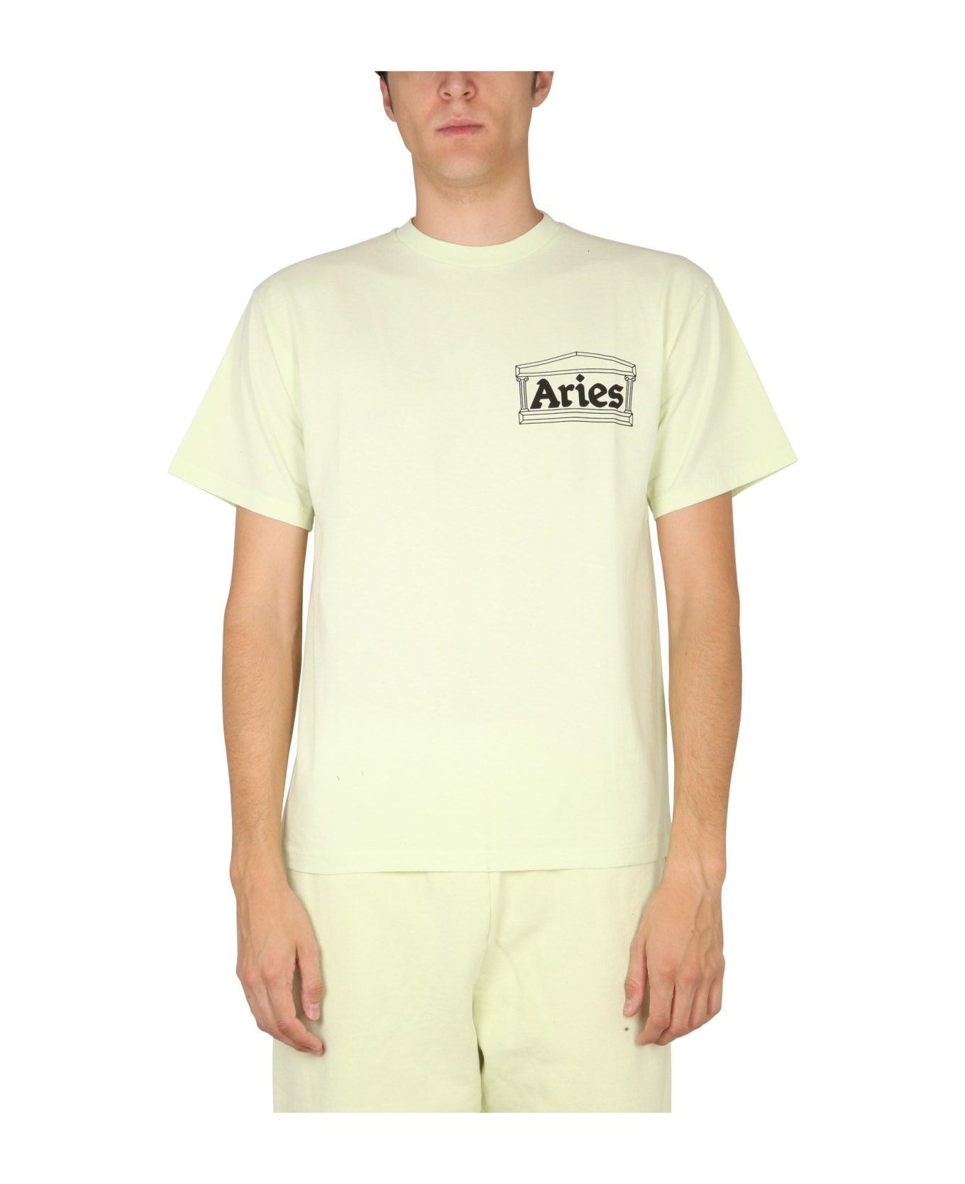 Aries Logo Print T-shirt - VERDE