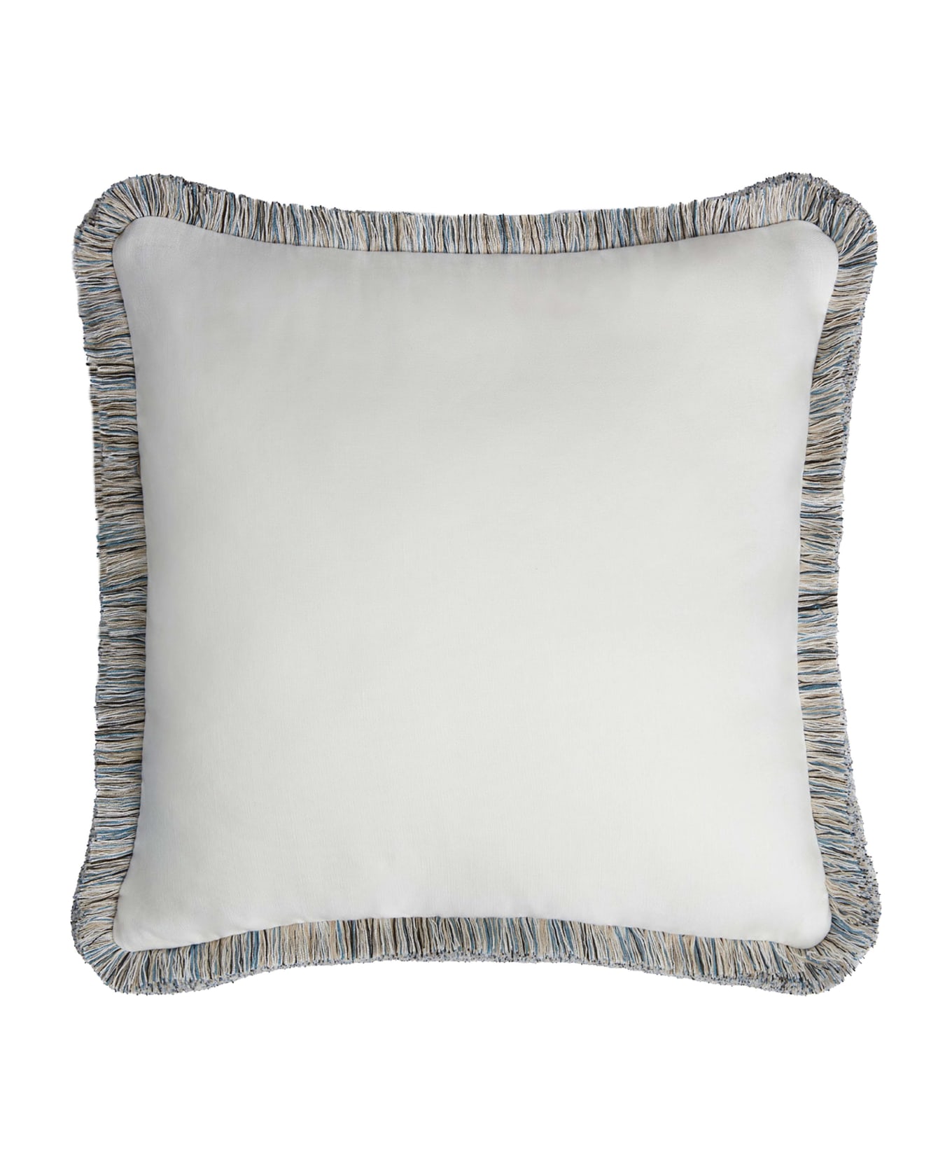 Lo Decor Capri Linen Pillow - White - Multicolour Fringes
