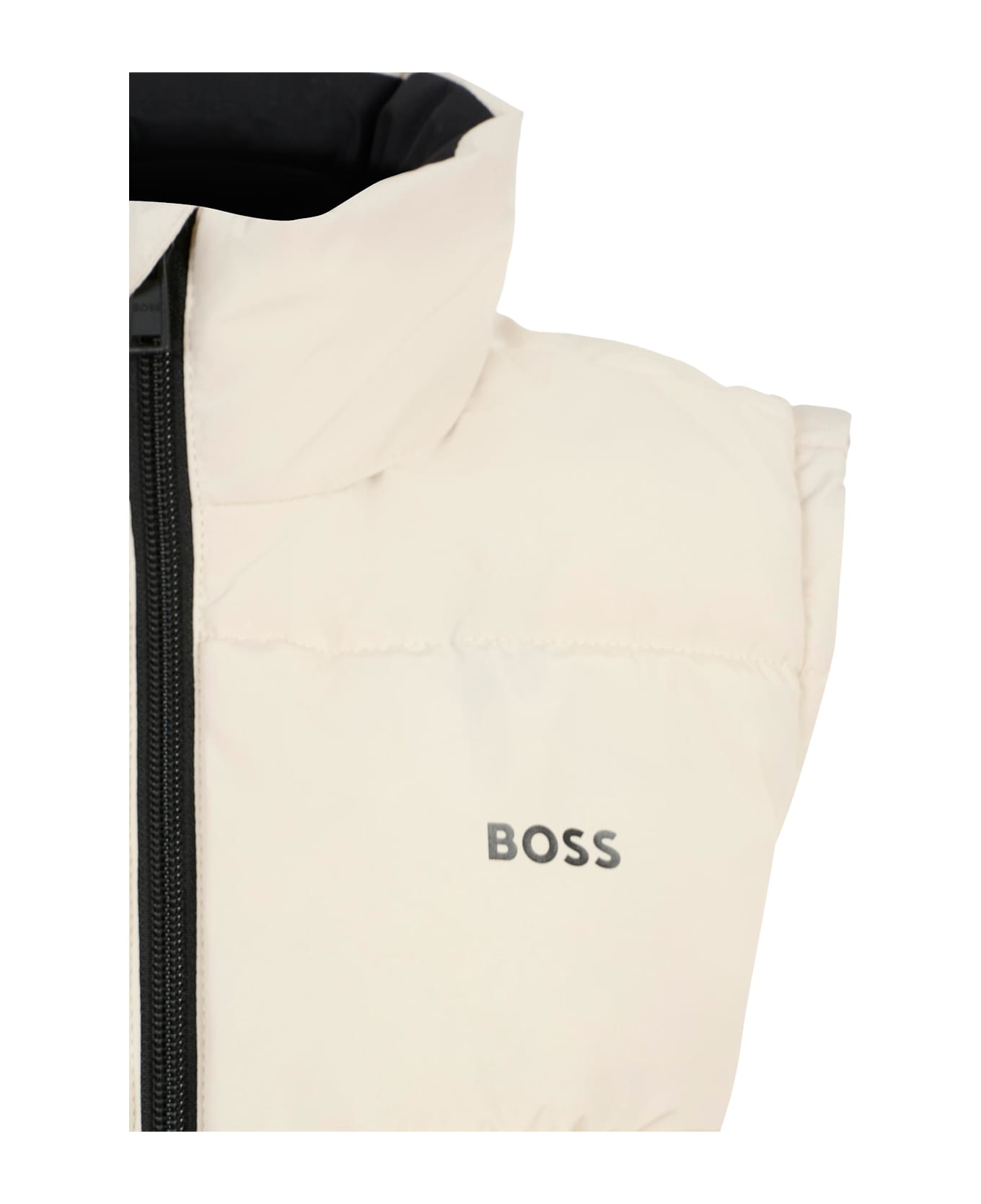 Hugo Boss Beige Vest For Boy With Logo - Beige