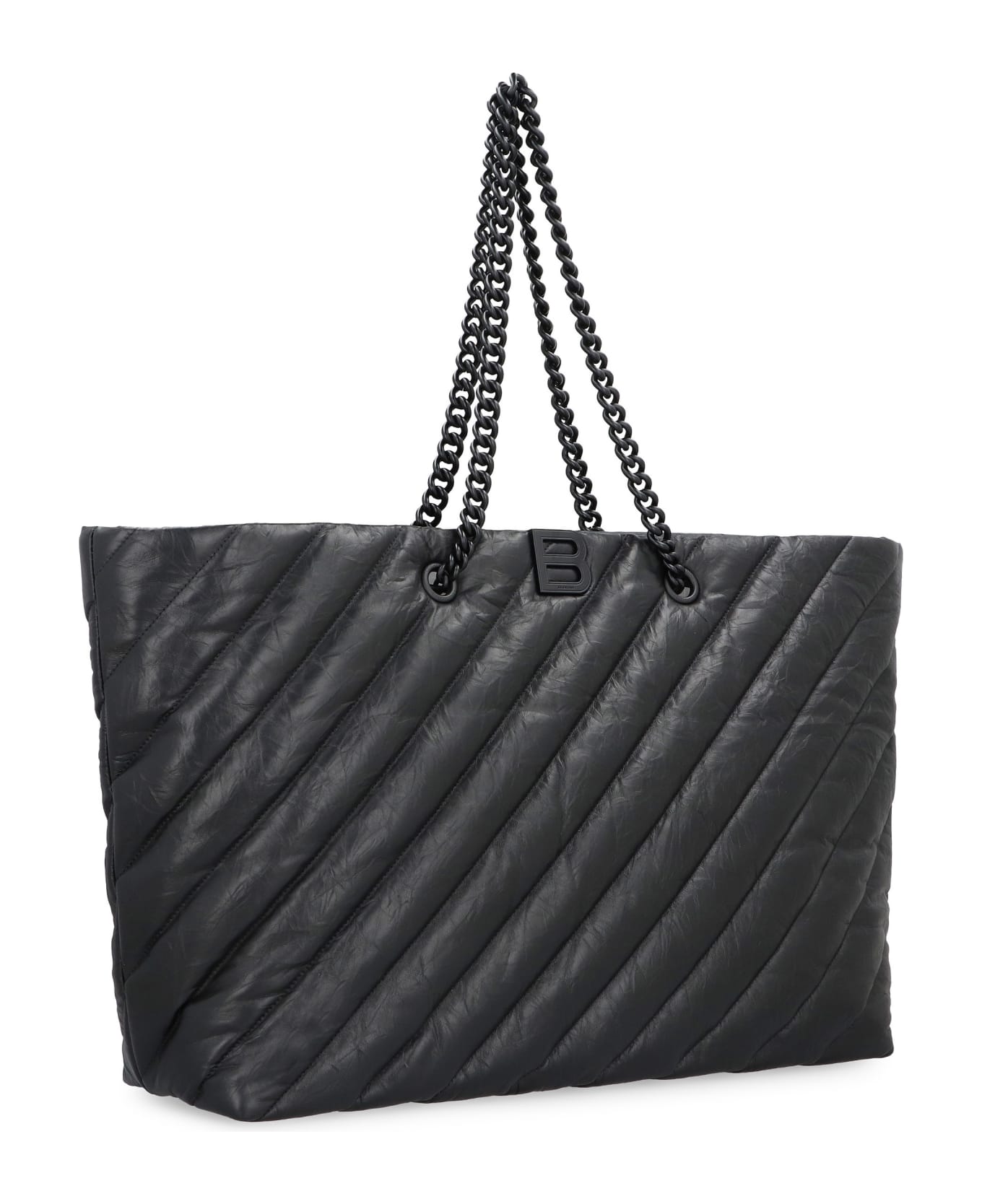 Balenciaga Carry All Crush Leather Tote - black