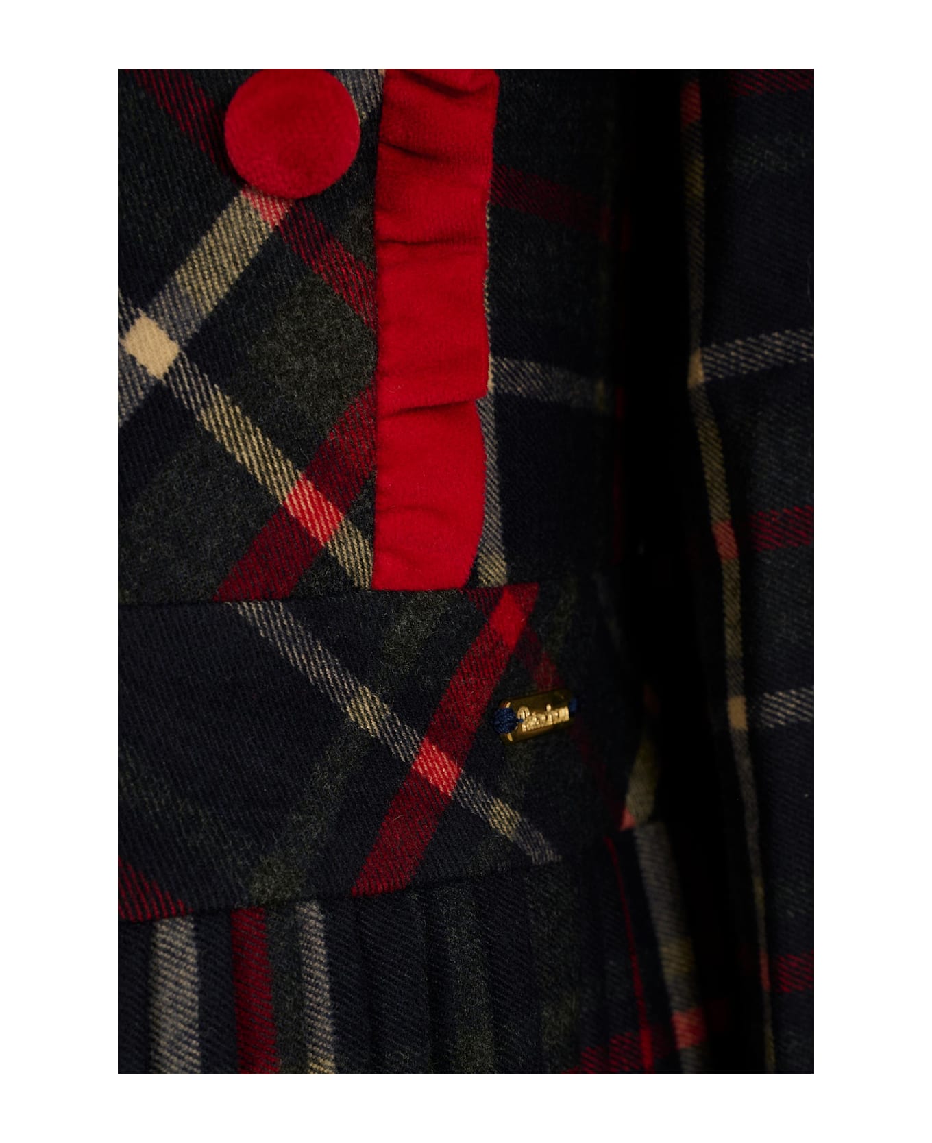 Patachou Blue Dress For Girl With Ruffles - Green ワンピース＆ドレス