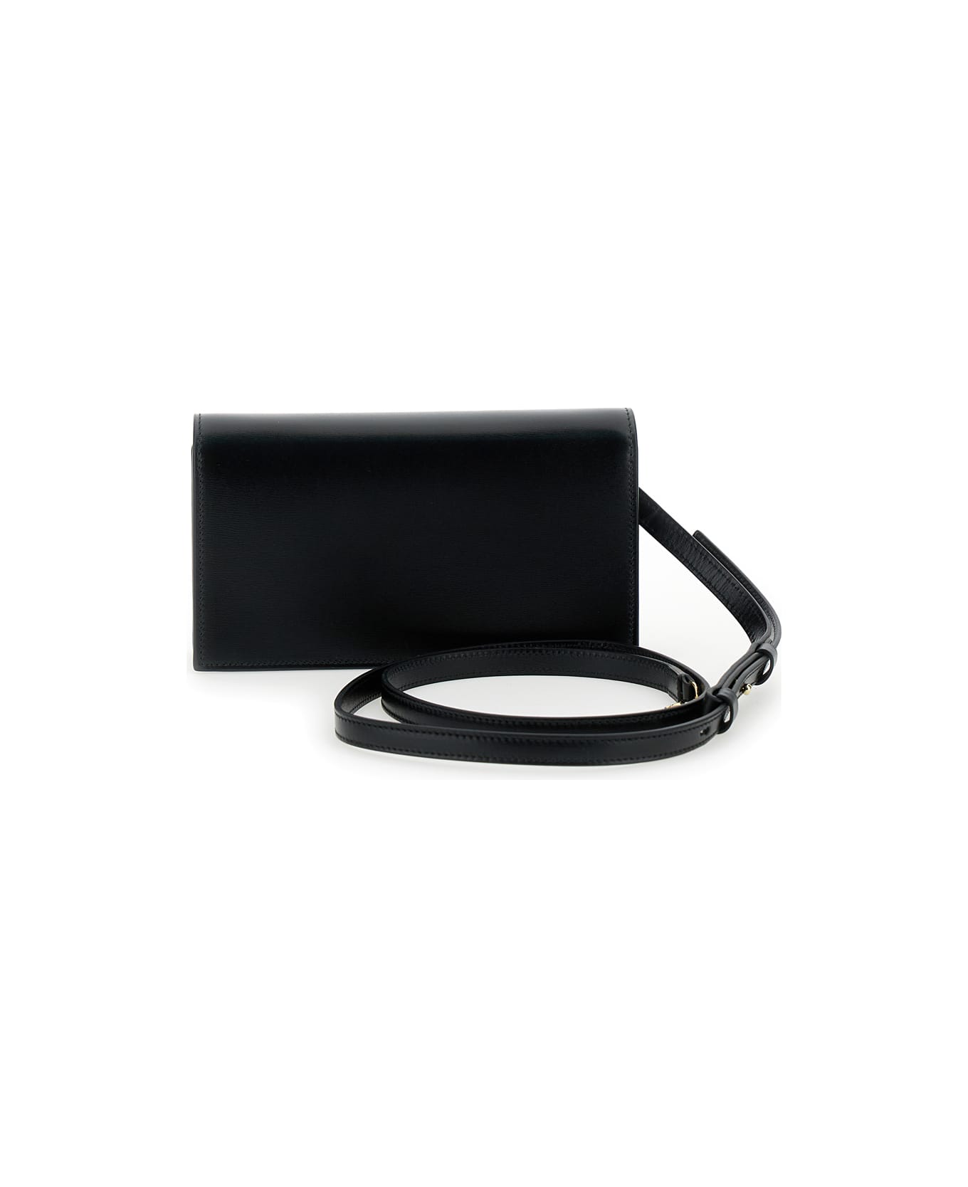 Ferragamo Black Mini Crossbody Bag With Gancini Logo In Leather Woman - Black