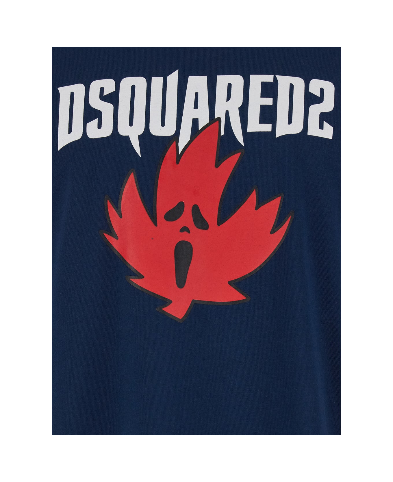 Dsquared2 Blue Crewneck T-shirt Witrh Screaming Maple In Cotton Man - Blu