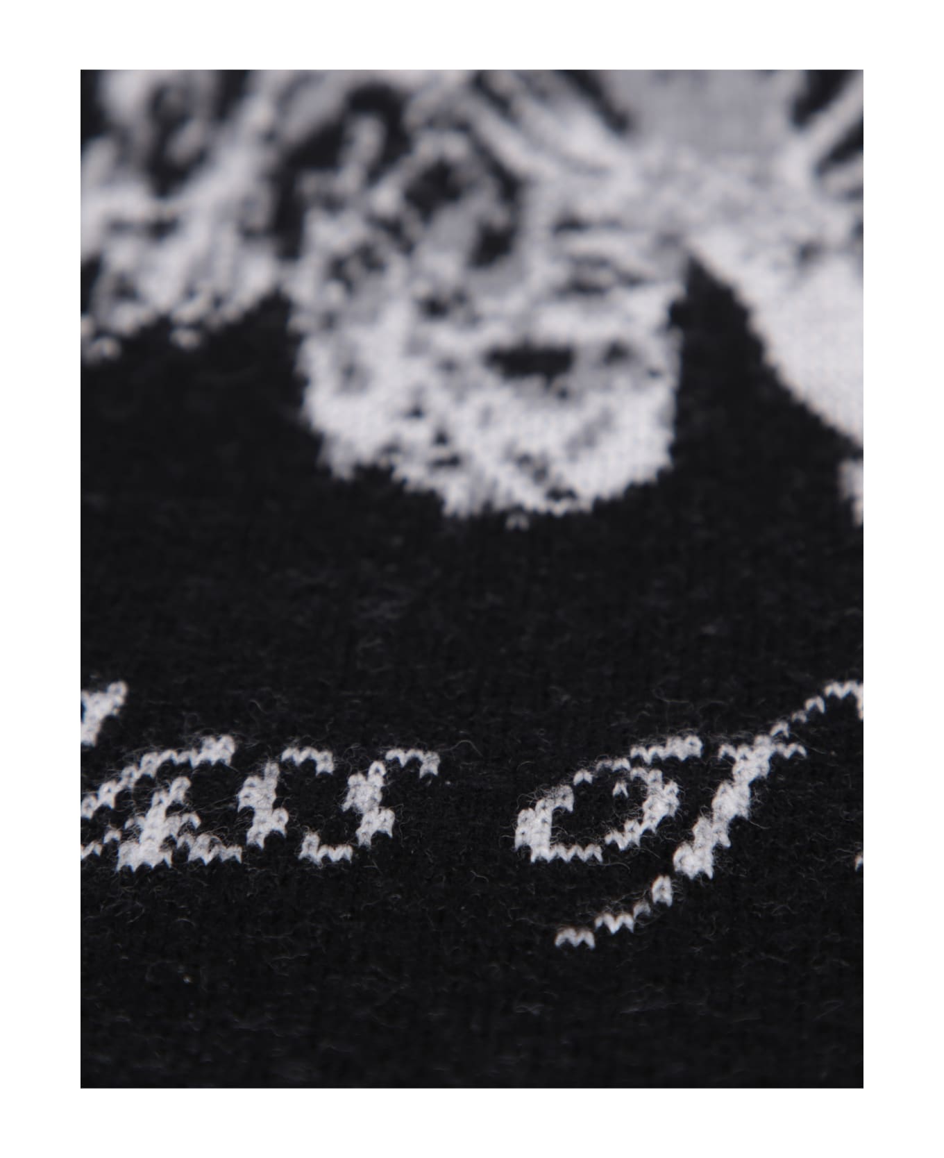 Off-White Intarsia Knit Scarf - Black