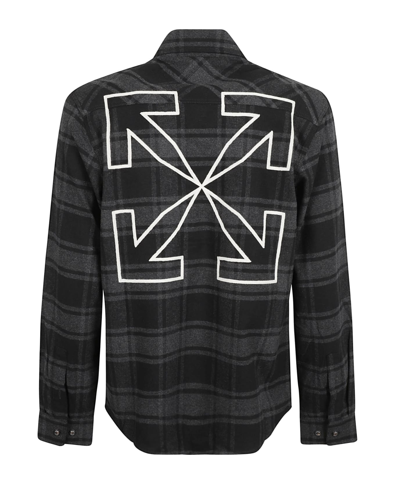 Off-White Outline Arrow Flannel Shirt - Grey/White