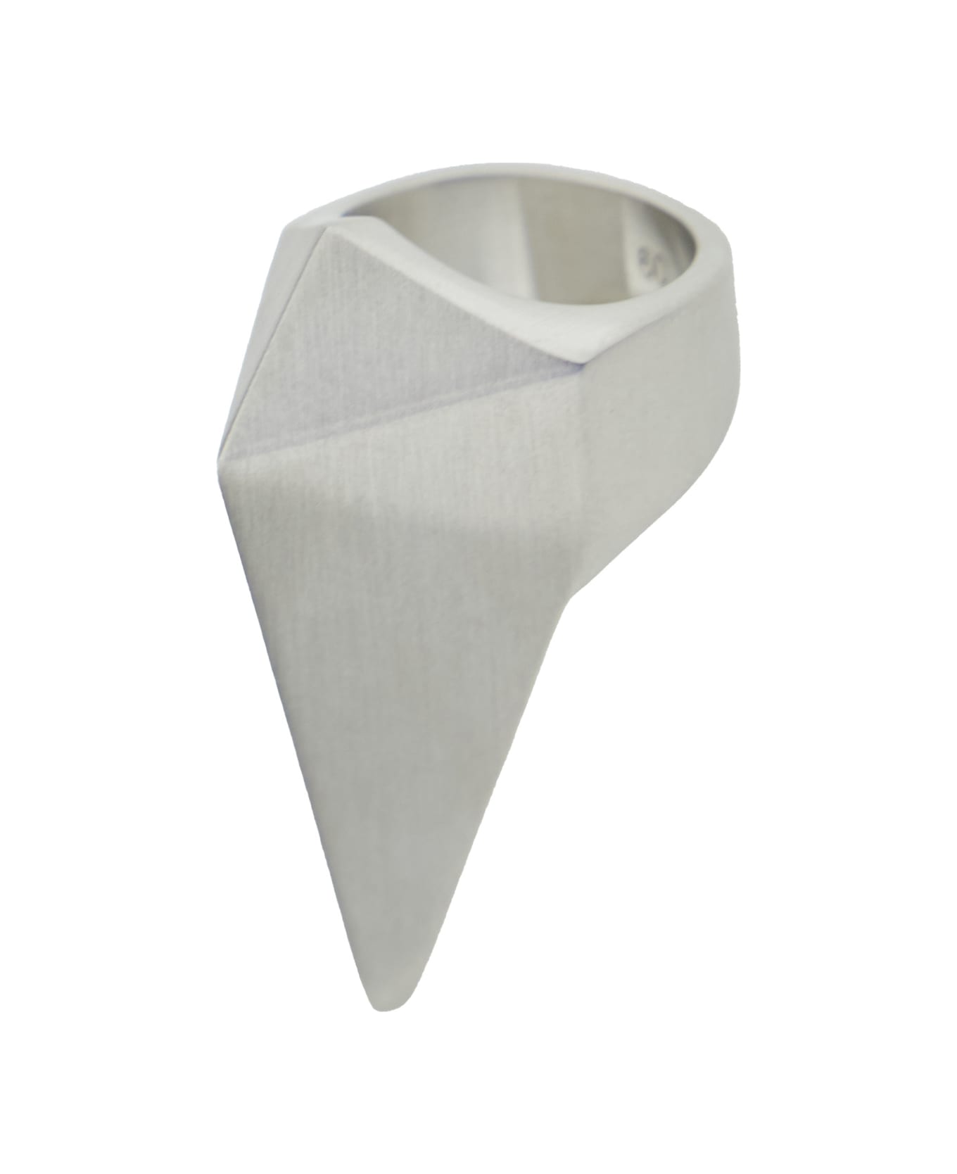 Rick Owens Metallic Ring With Pyramid Shaped Crystal In Brass And Hematite Man - Palladio