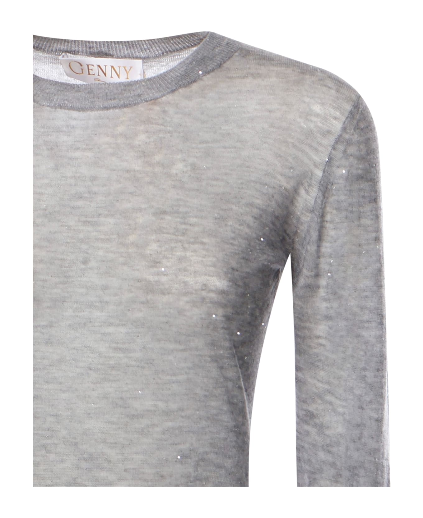 Genny Ultrafine Wool Sweater With Sequins - Light gray