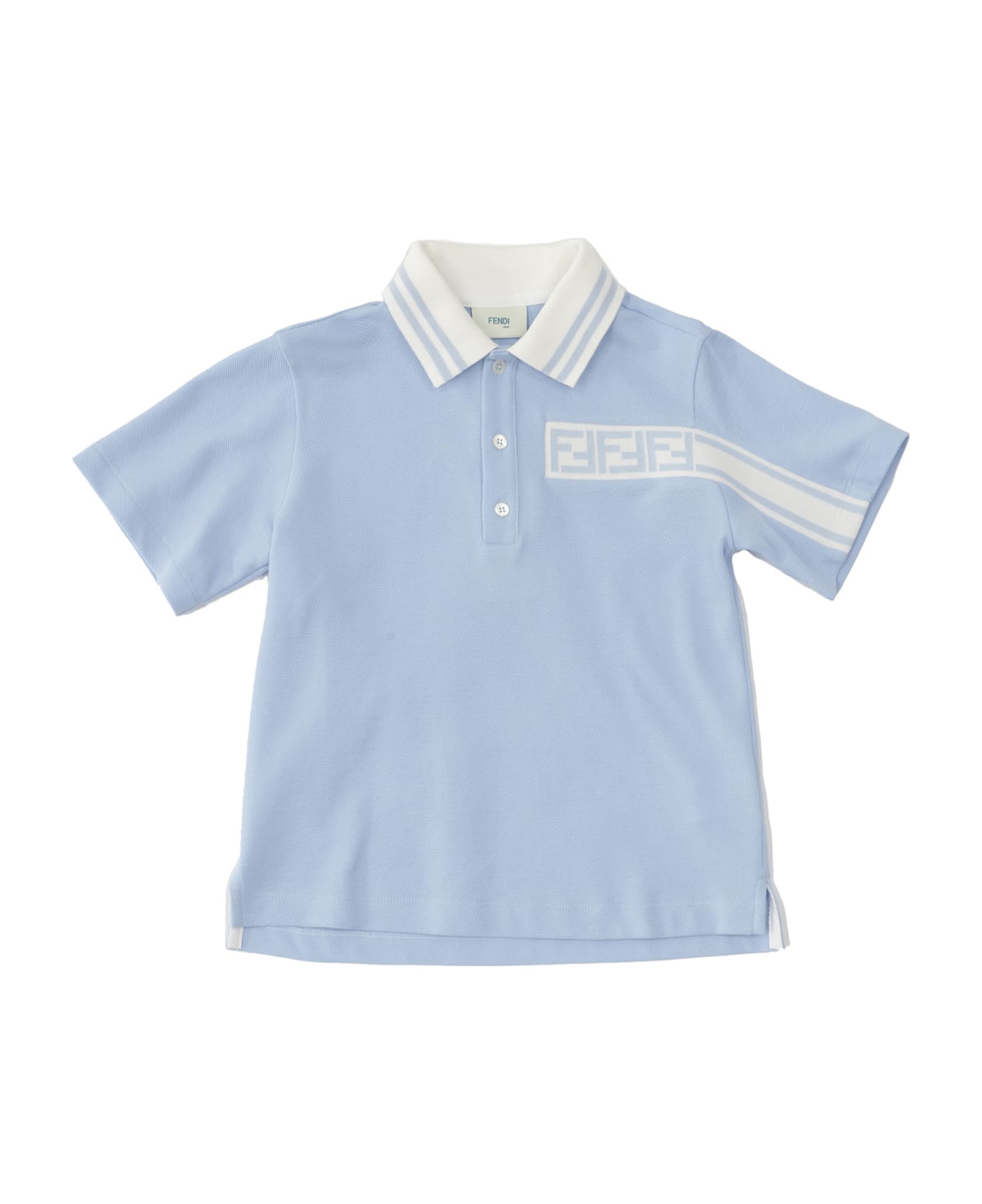 Fendi Logo Polo Shirt - LIGHT BLUE