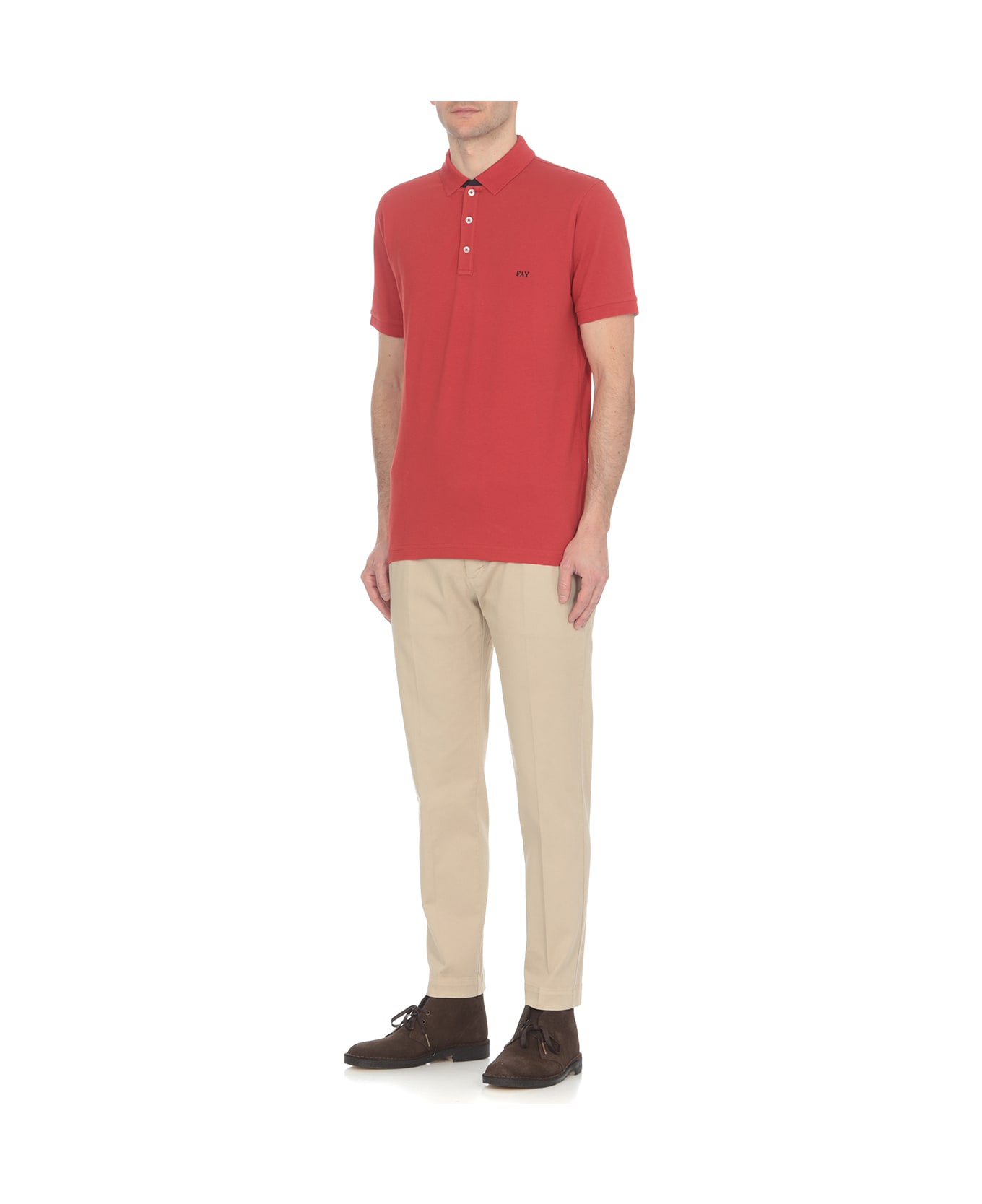 Fay Polo Shirt With Logo - Rubino scuro