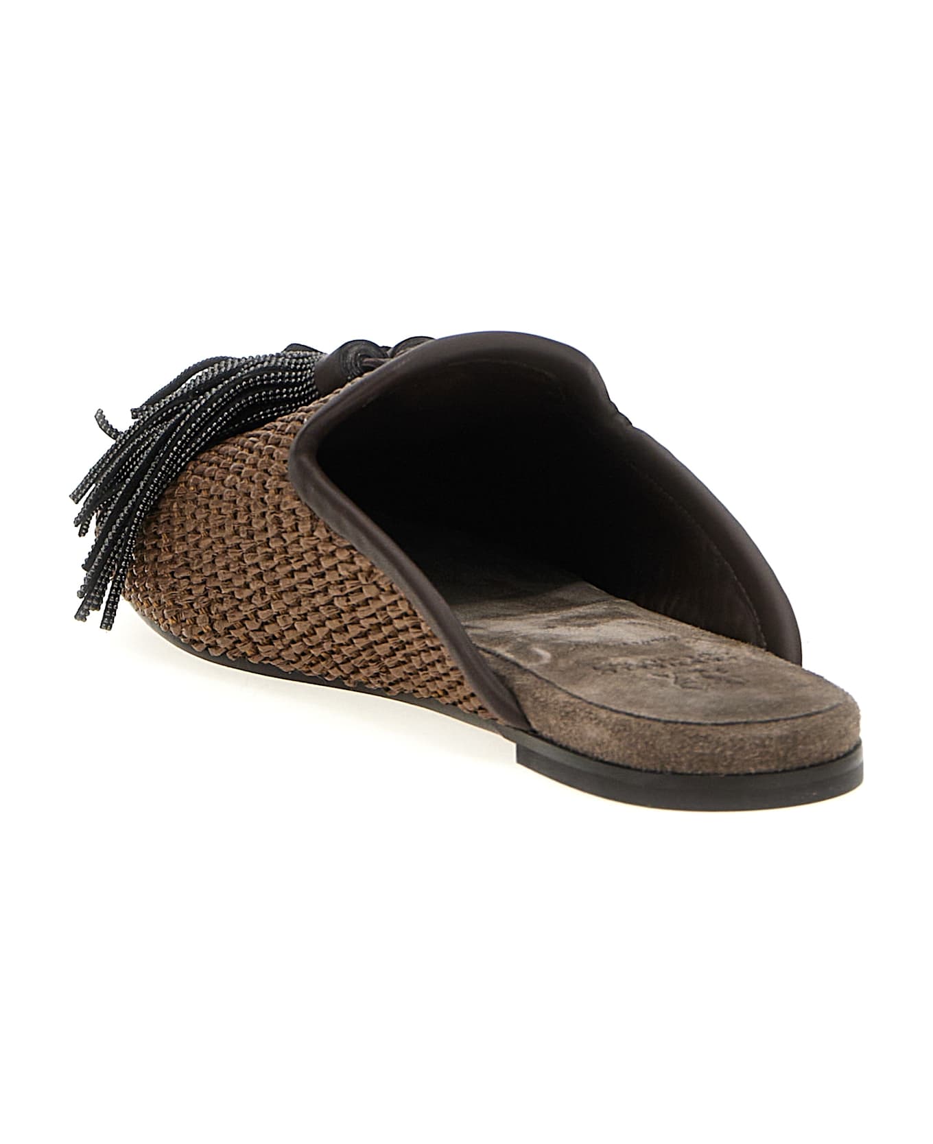Brunello Cucinelli Jewel Tassel Sabots - Brown