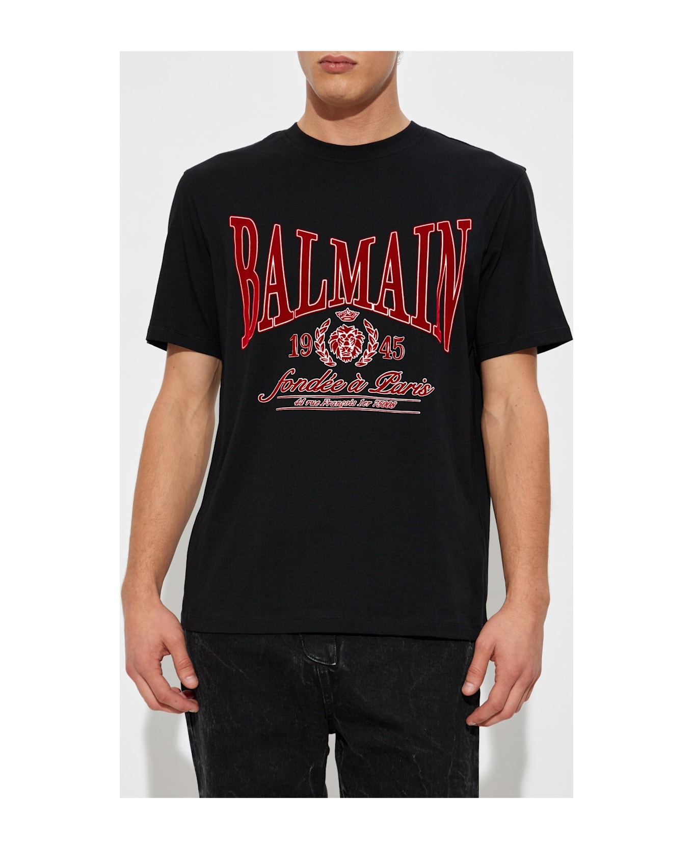 Balmain T-shirt With A Logo And Velvet Finish - BLACK