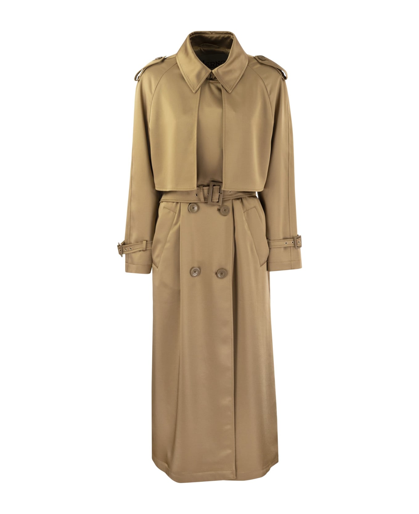 Herno Satin Trench Coat - Brown
