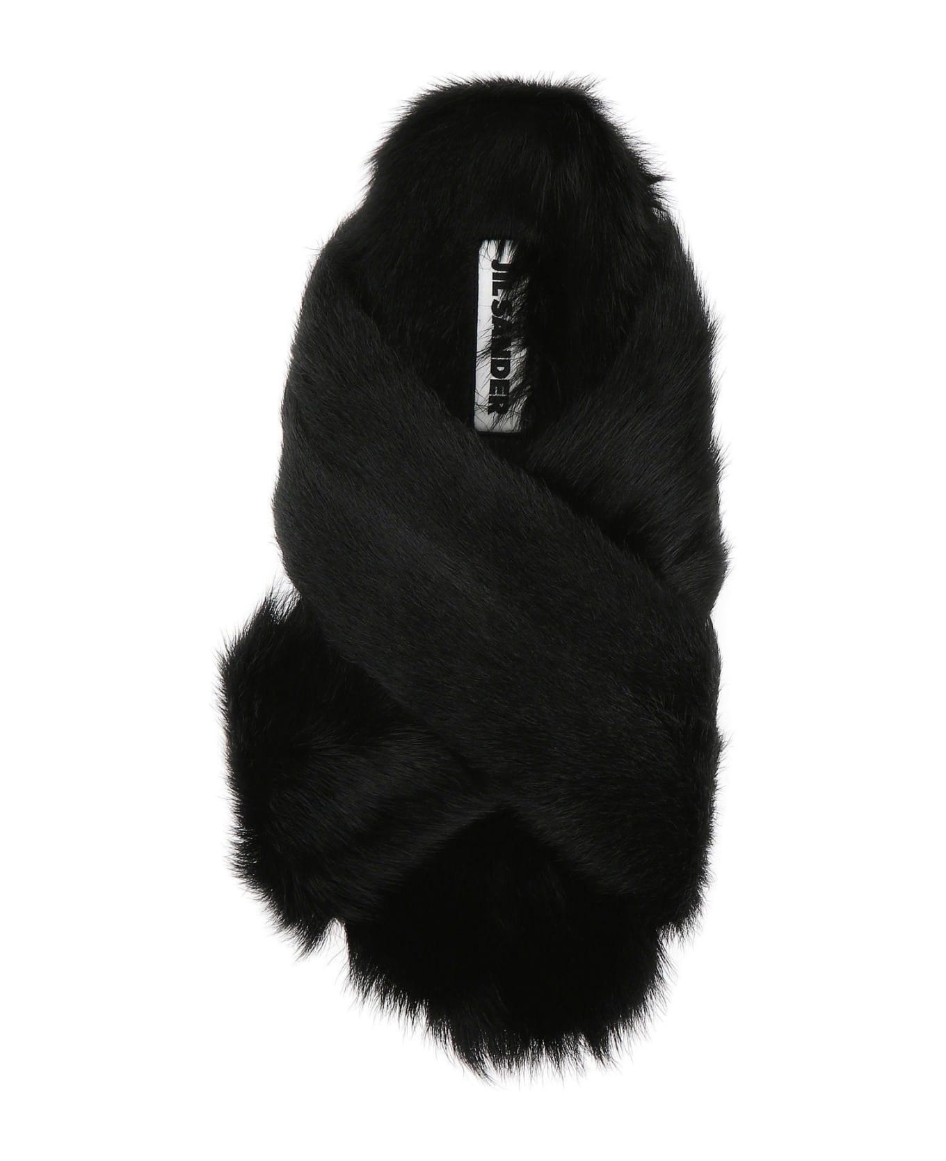 Jil Sander Black Fur Slippers - BLACK