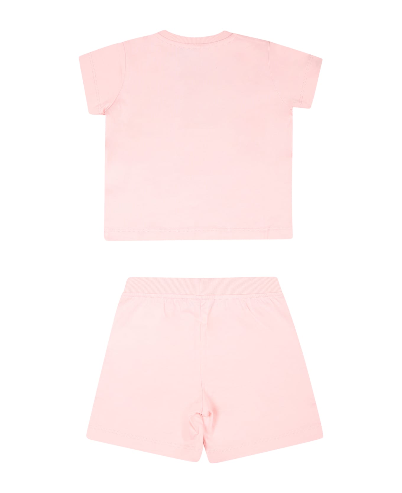 Moschino Pink Suit For Baby Girl With Teddy Bear And Logo - Pink