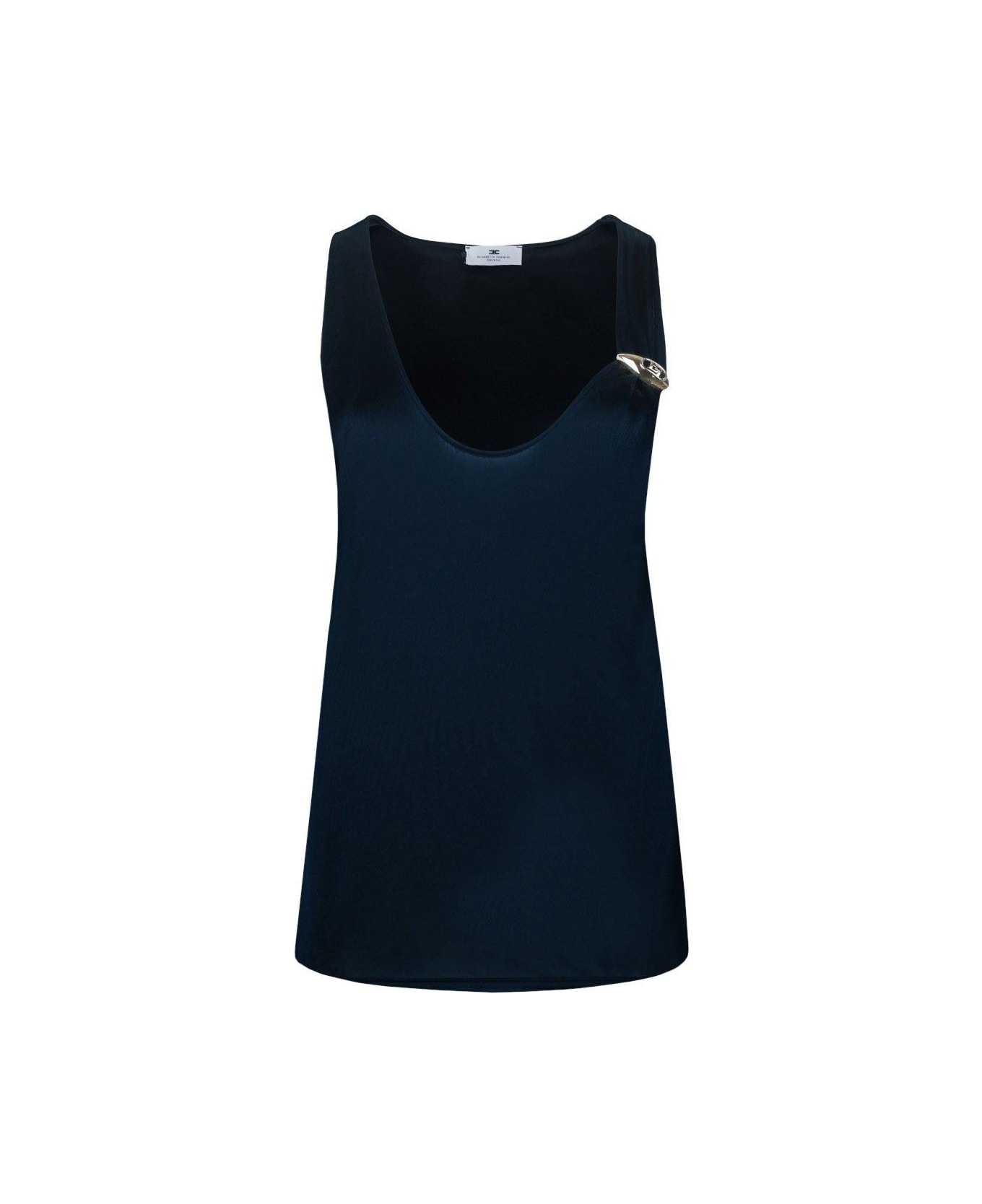 Elisabetta Franchi Shiny Jersey Tank Top - Oltremare
