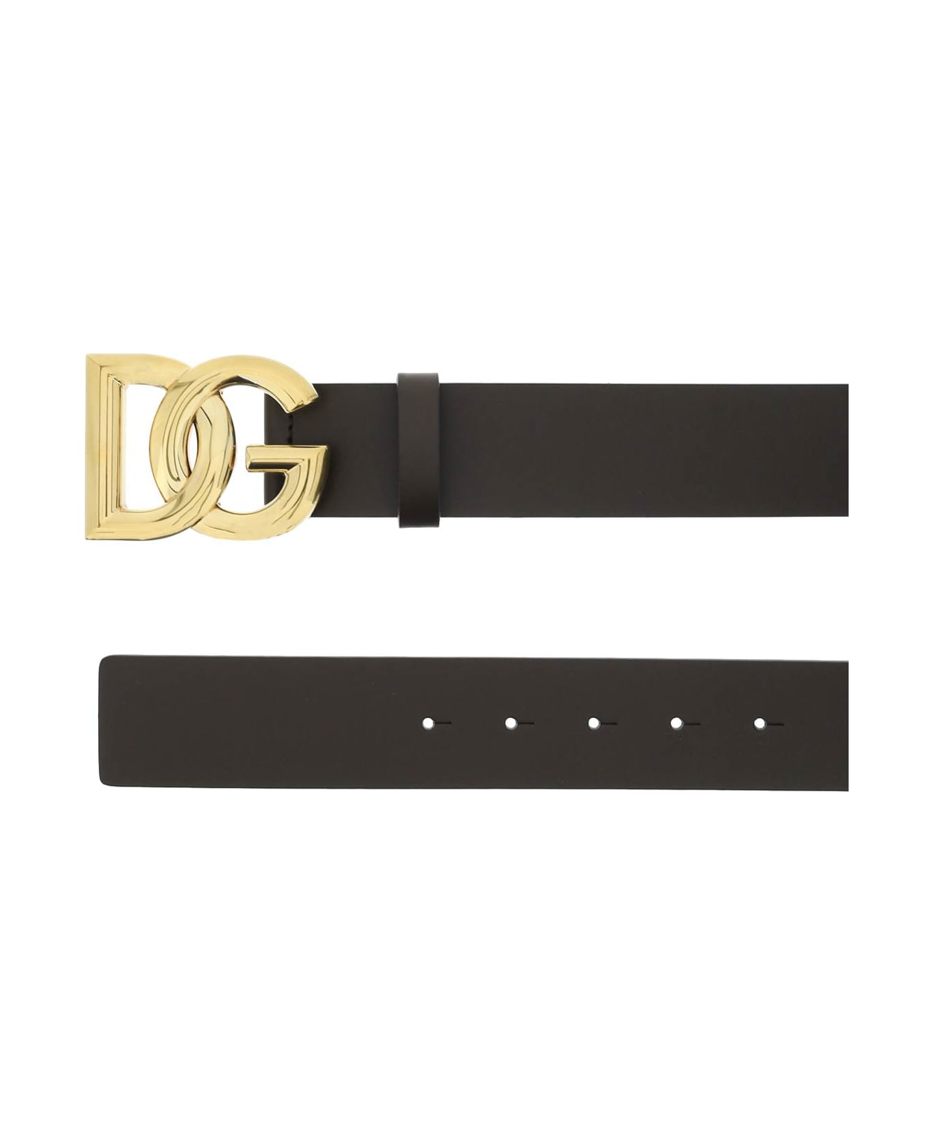 Dolce & Gabbana Lux Leather Belt With Dg Buckle - MORO ORO (Brown) ベルト